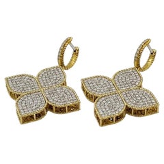 Roberto Coin 18k Yellow Gold Diamond Princess Flower Drop Earrings