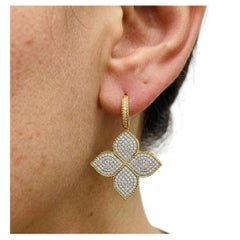 Roberto Coin 18k Yellow Gold Diamond Princess Flower Drop Earrings