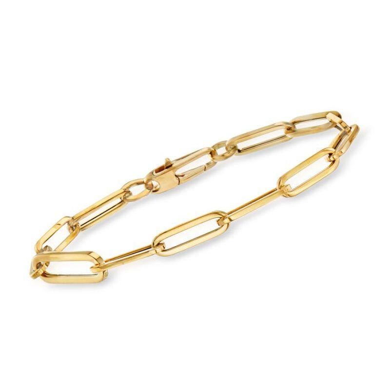 Roberto Coin 18k Gelbgold feines Papierclip-Armband 5310167AYLB0 im Zustand „Neu“ im Angebot in Wilmington, DE