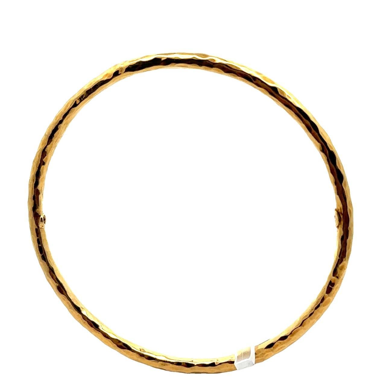 Women's Roberto Coin 18k Yellow Gold Hammered Finish Slip On Stackable Bangle Bracelet