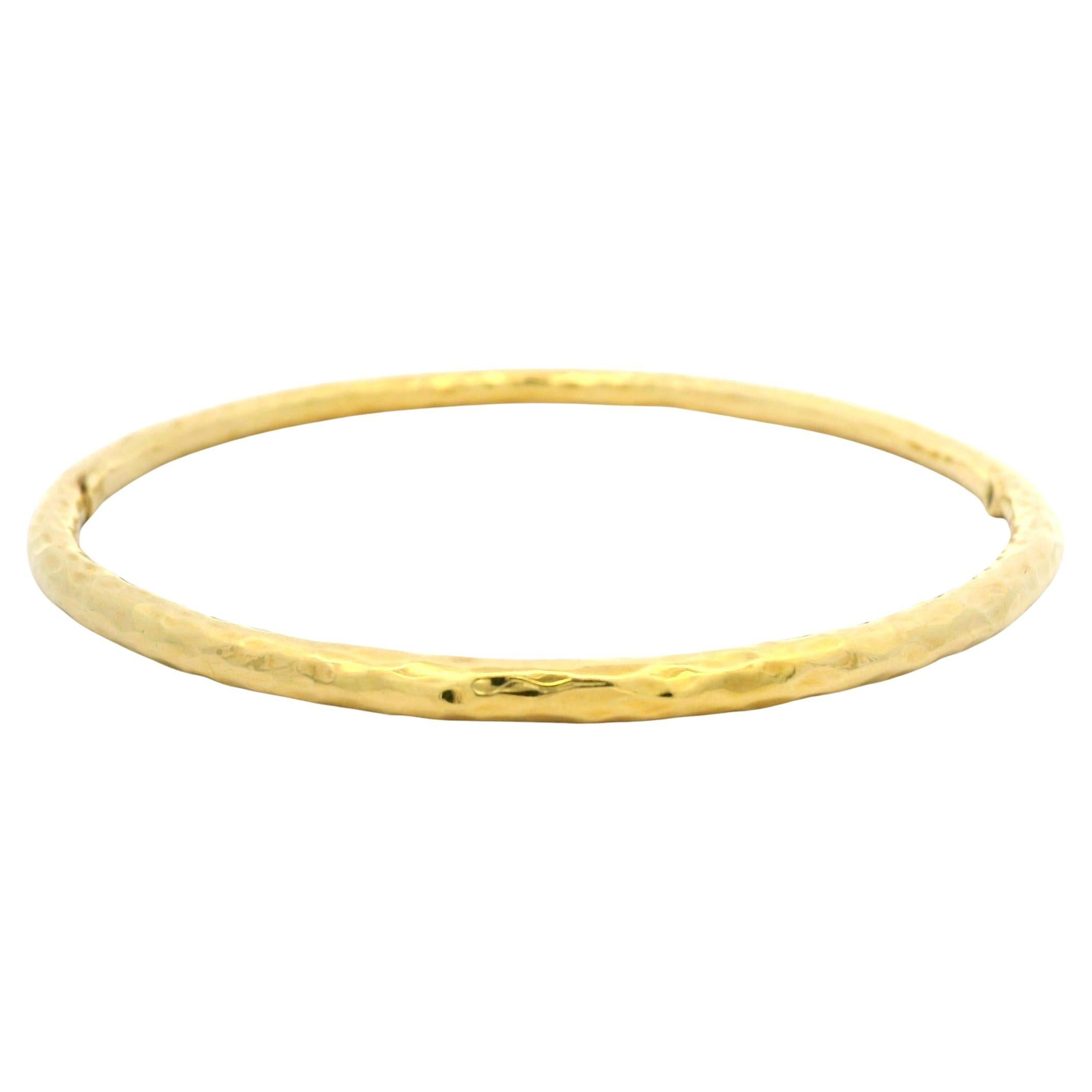 Roberto Coin 18k Yellow Gold Hammered Finish Slip On Stackable Bangle Bracelet