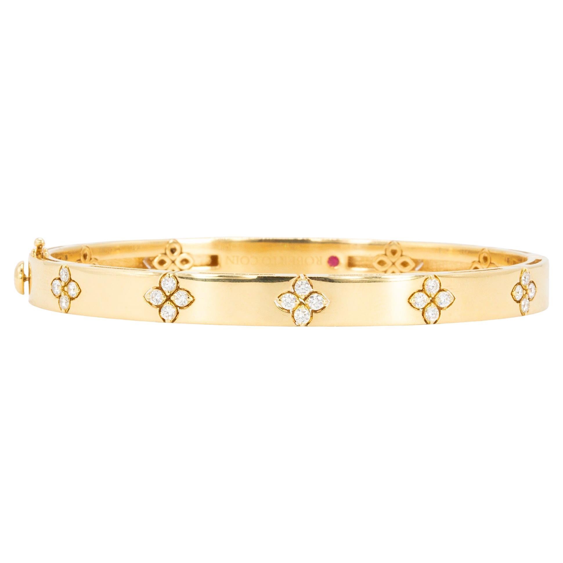 Roberto Coin 18k Yellow Gold Love in Verona Diamond Accent Bangle