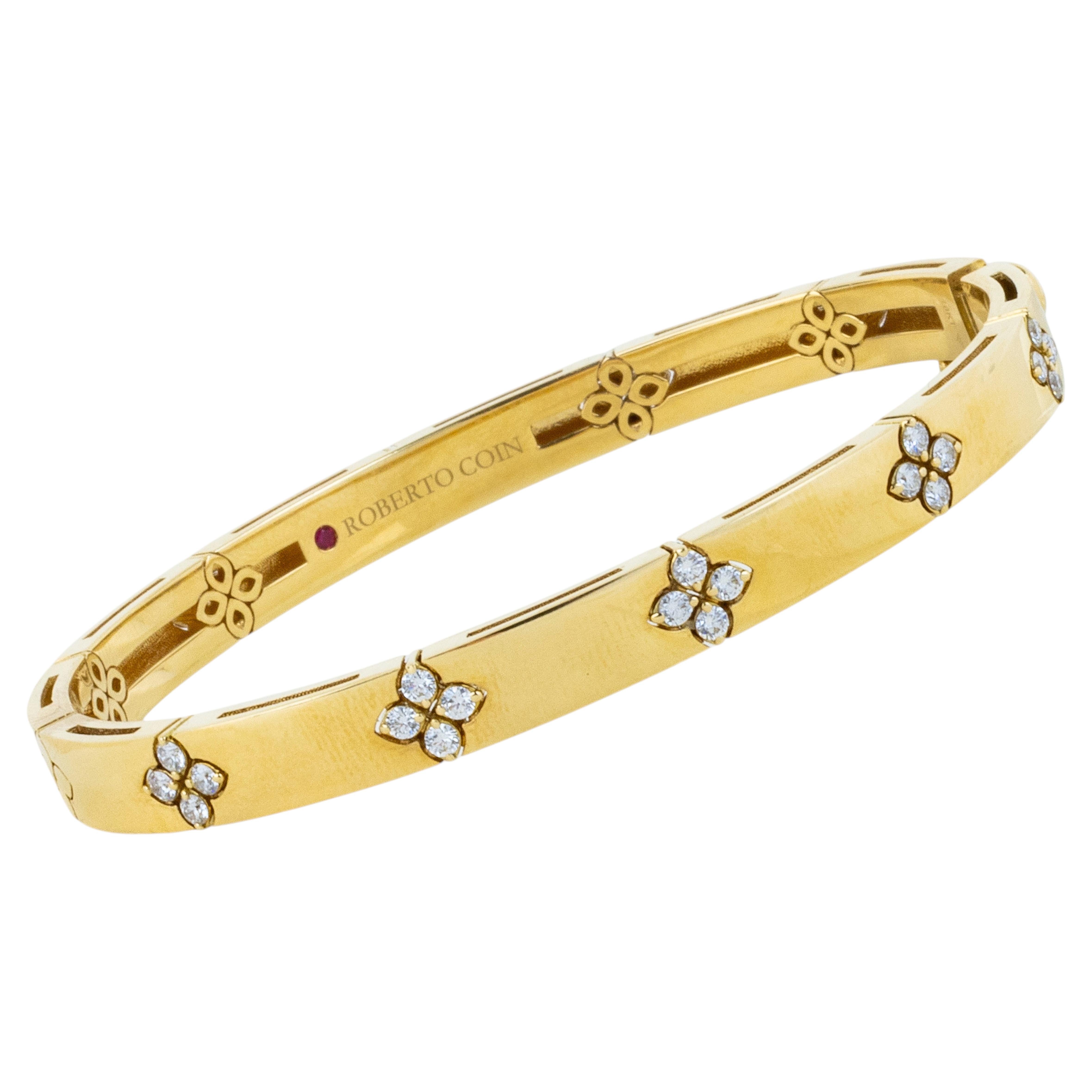 Roberto Coin Bangle in oro giallo 18k Love in Verona con accenti di diamanti