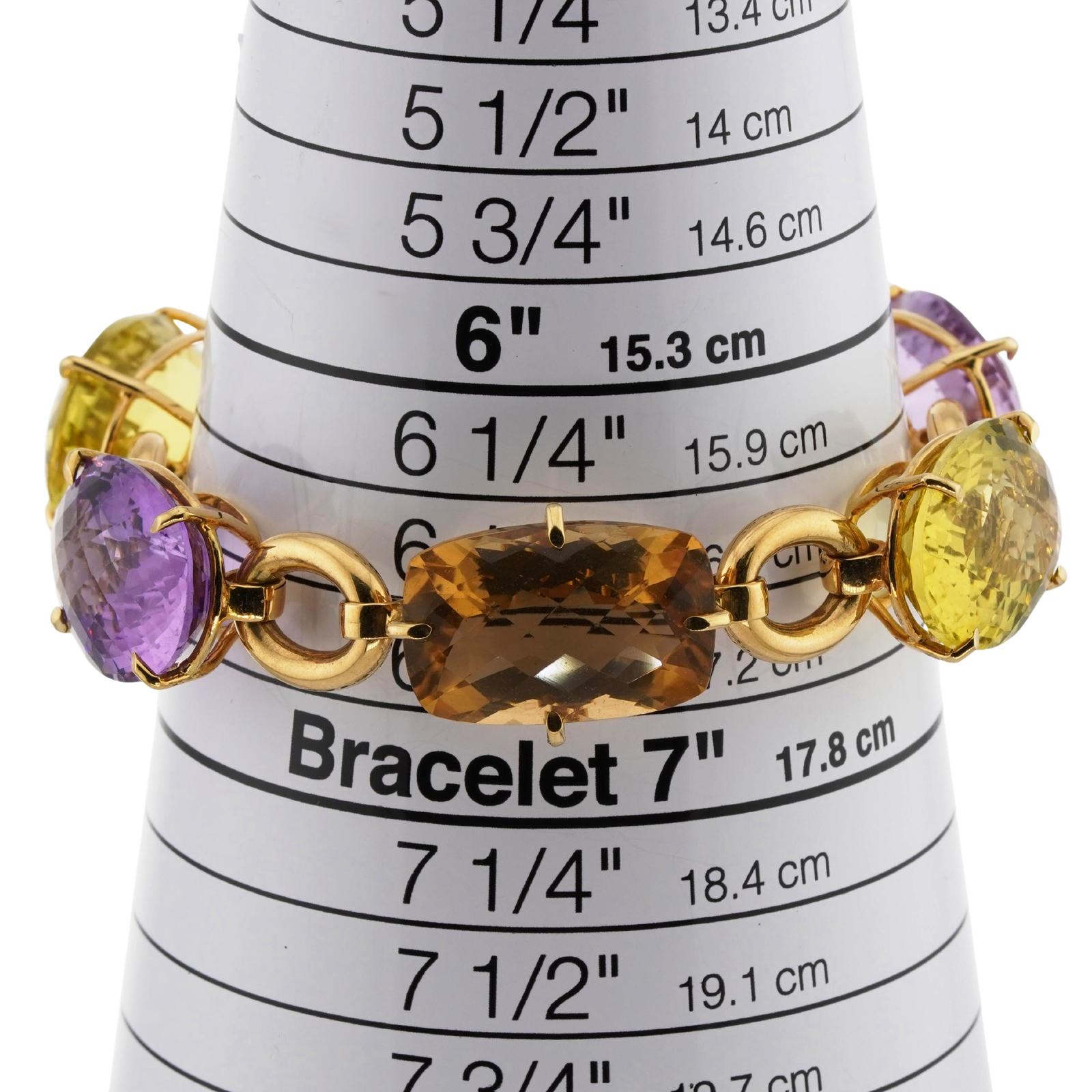 Oval Cut ROBERTO COIN 18k Yellow Gold Multicolor Gemstone Bracelet For Sale