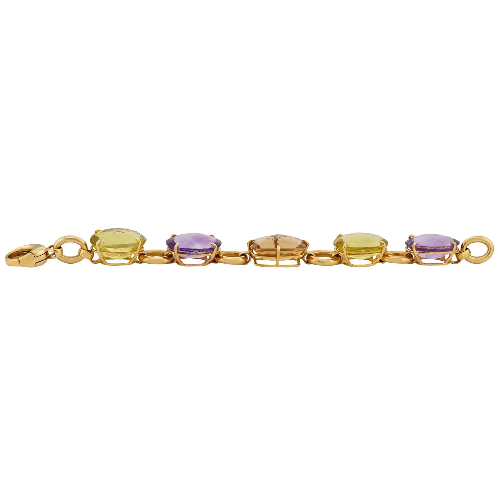 ROBERTO COIN 18k Yellow Gold Multicolor Gemstone Bracelet In Excellent Condition For Sale In New York, NY