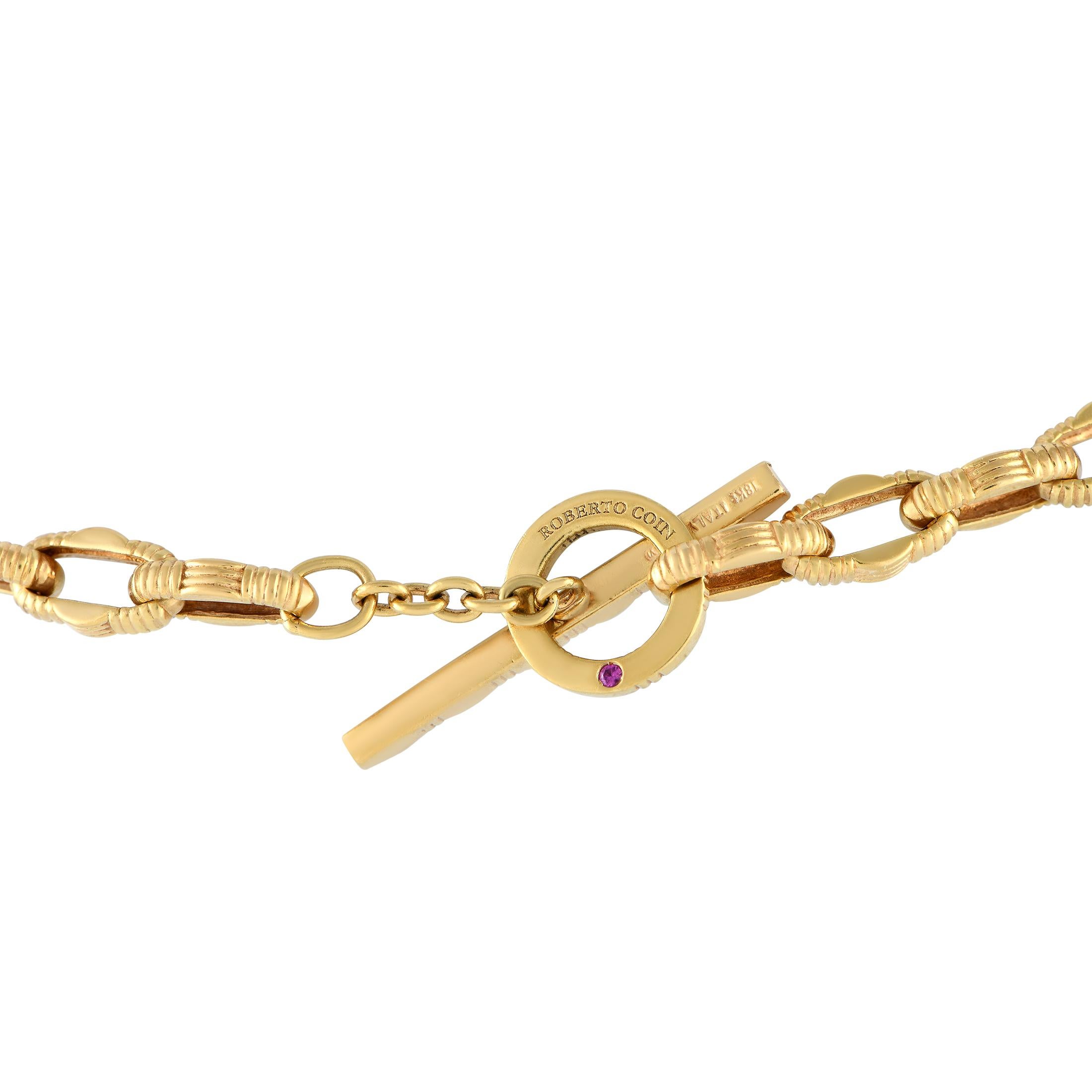 Roberto Coin Lange Halskette aus 18 Karat Gelbgold mit mehrfarbigen Edelsteinen Damen im Angebot