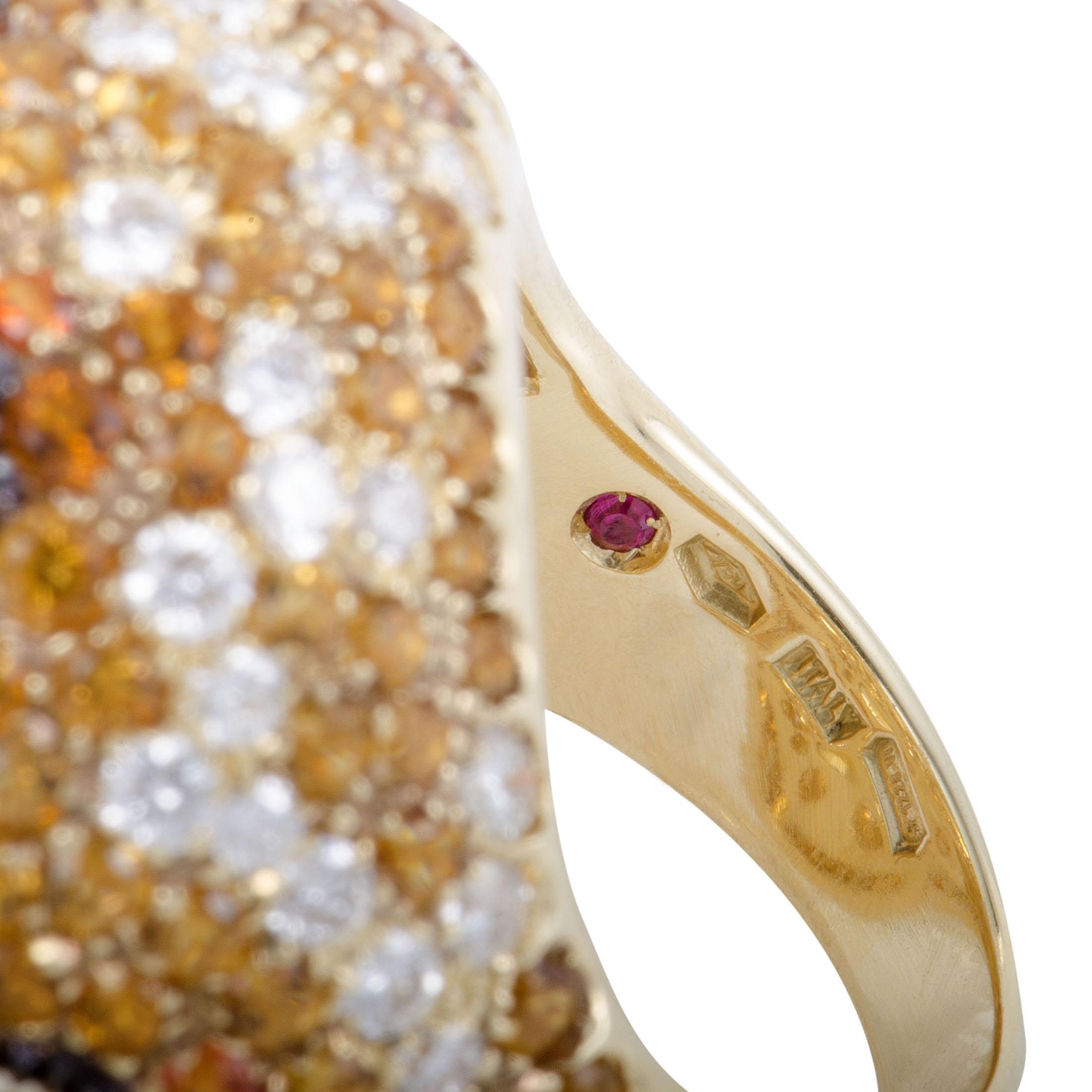 Women's Roberto Coin 18 Karat Gold Orange Citrine and Topaz and Diamond Cocktail Ring For Sale