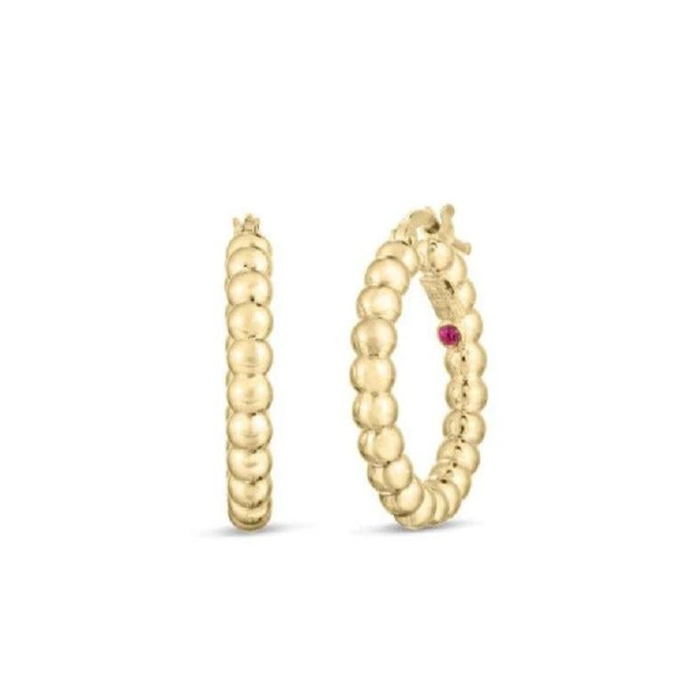 Roberto Coin 18k Yellow Gold Oro Classic Hoop Earring 6740646AYER0 In New Condition For Sale In Wilmington, DE
