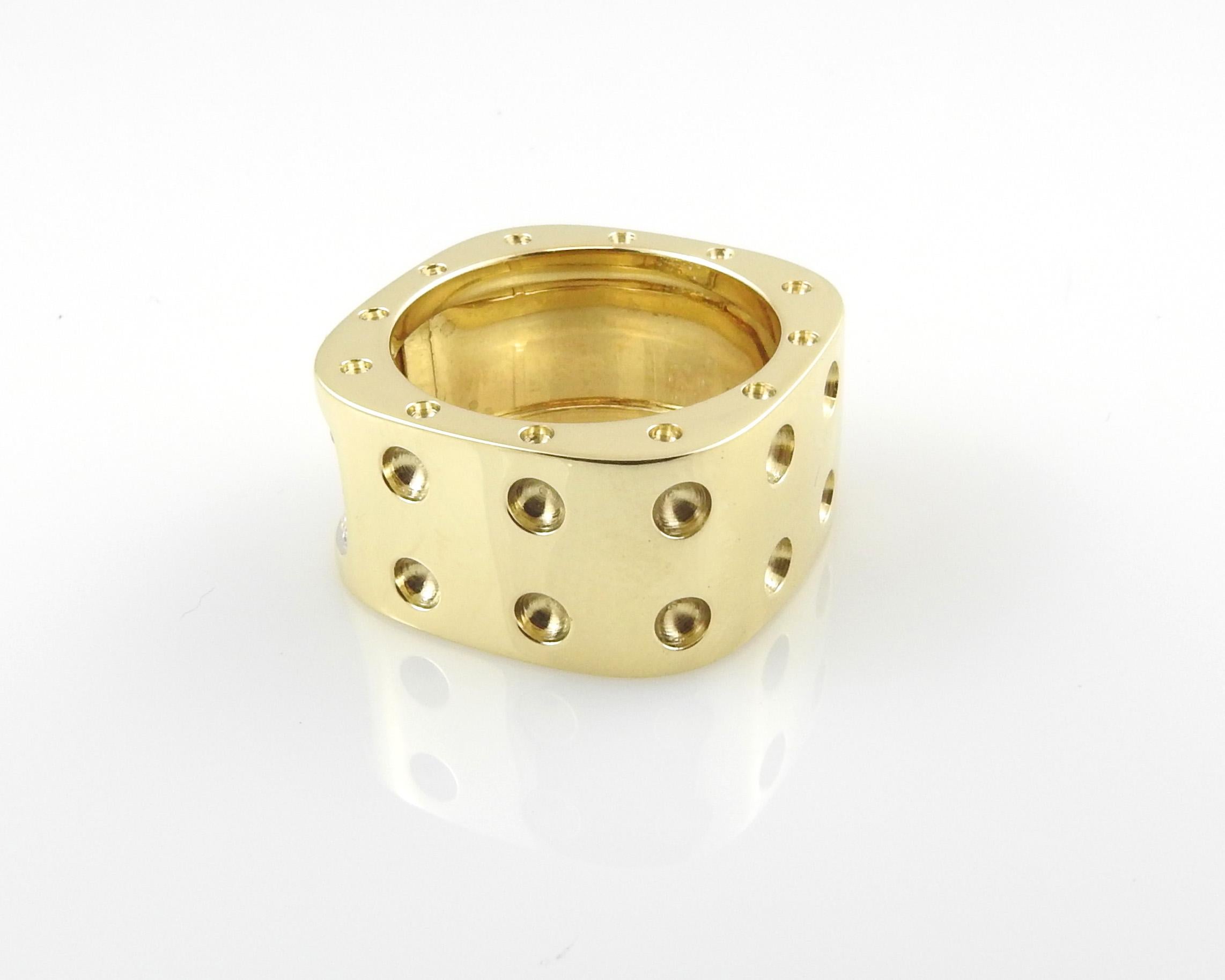 Roberto Coin 18 Karat Gold Pois Moi Pave Diamant Quadrat Double Row Band Ring (Rundschliff)