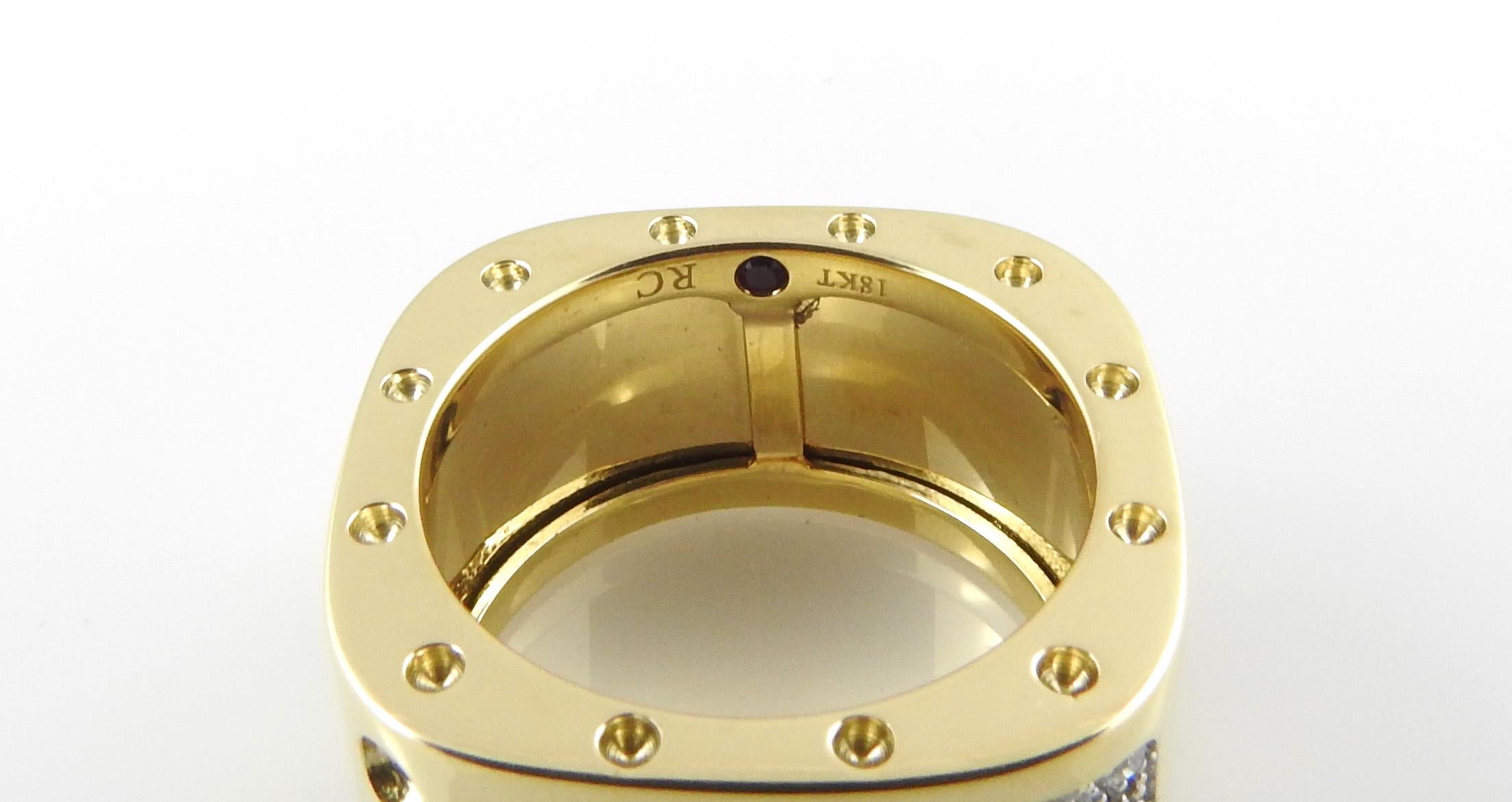 Women's Roberto Coin 18 Karat Gold Pois Moi Pave Diamond Square Double Row Band Ring