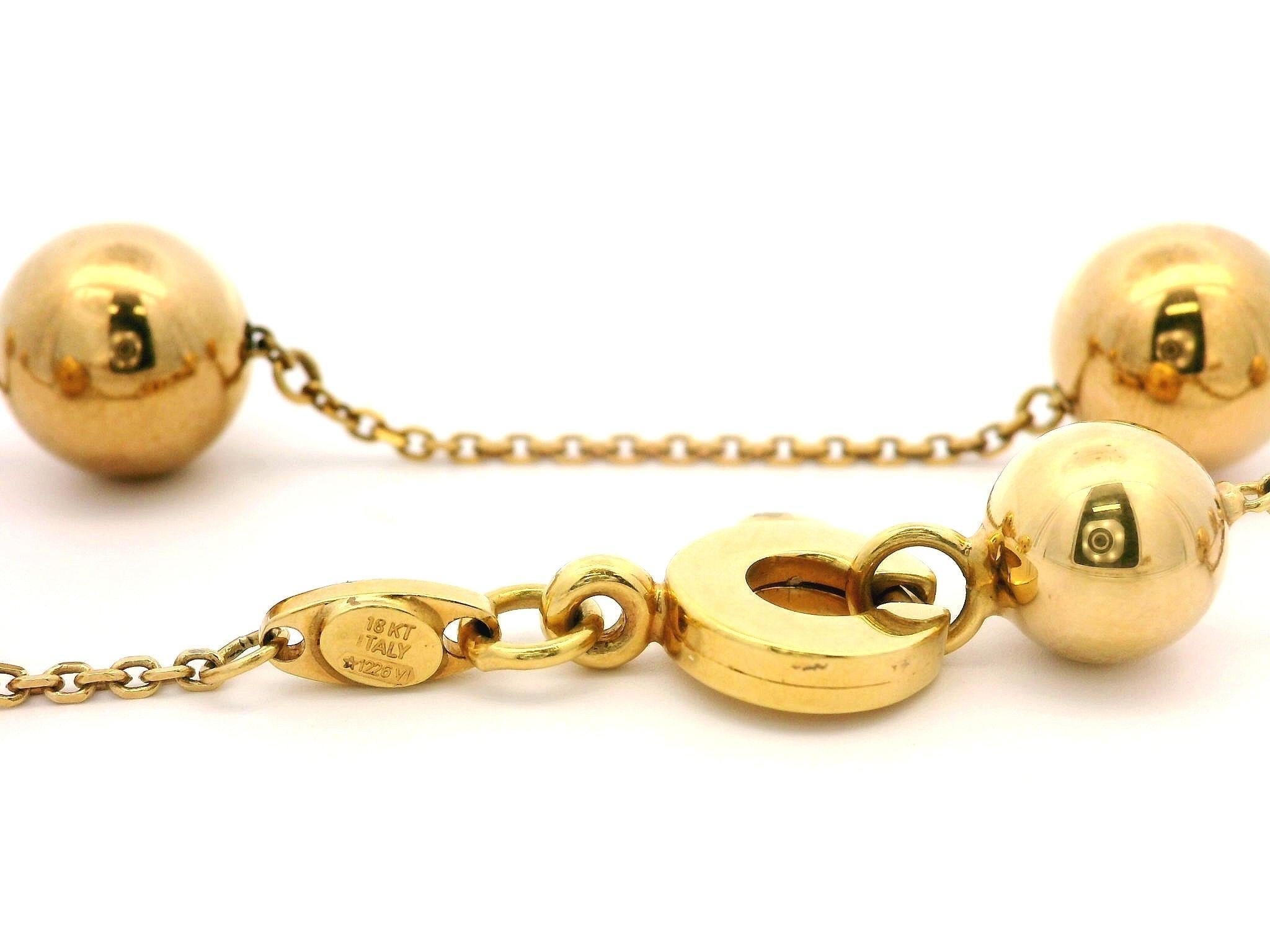 Roberto Coin - Collana in oro giallo 18 carati con perline lucidate Ball and Ball Station da 17,5 pollici In condizioni ottime in vendita a Montclair, NJ