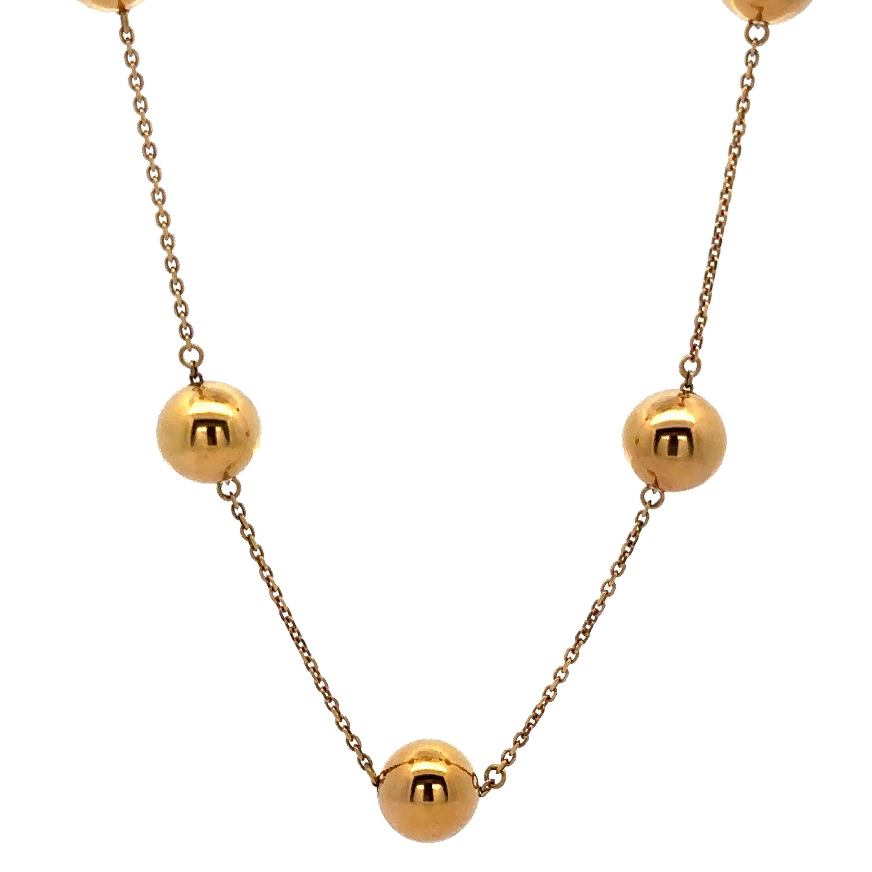 Donna Roberto Coin - Collana in oro giallo 18 carati con perline lucidate Ball and Ball Station da 17,5 pollici in vendita