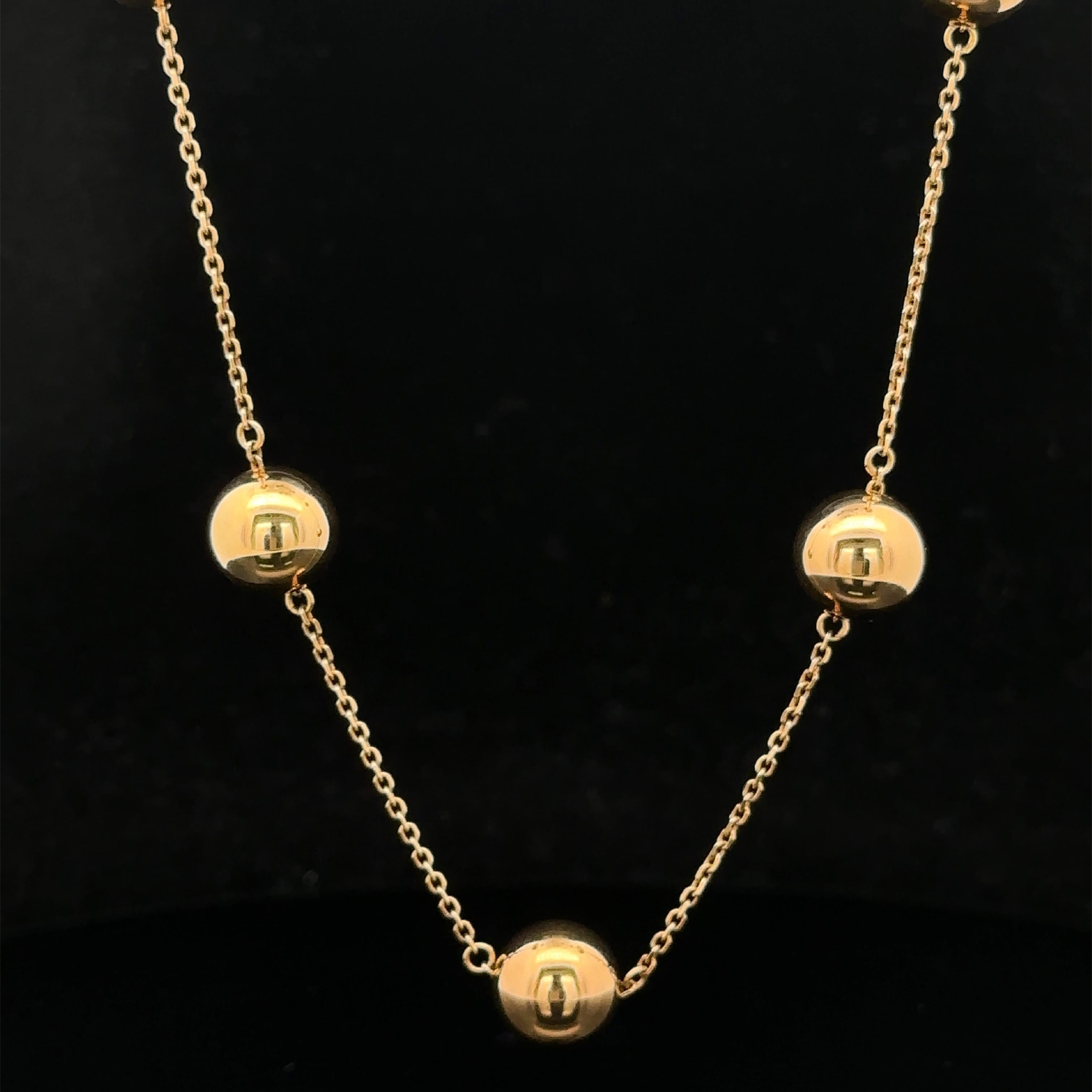Roberto Coin - Collana in oro giallo 18 carati con perline lucidate Ball and Ball Station da 17,5 pollici in vendita 1
