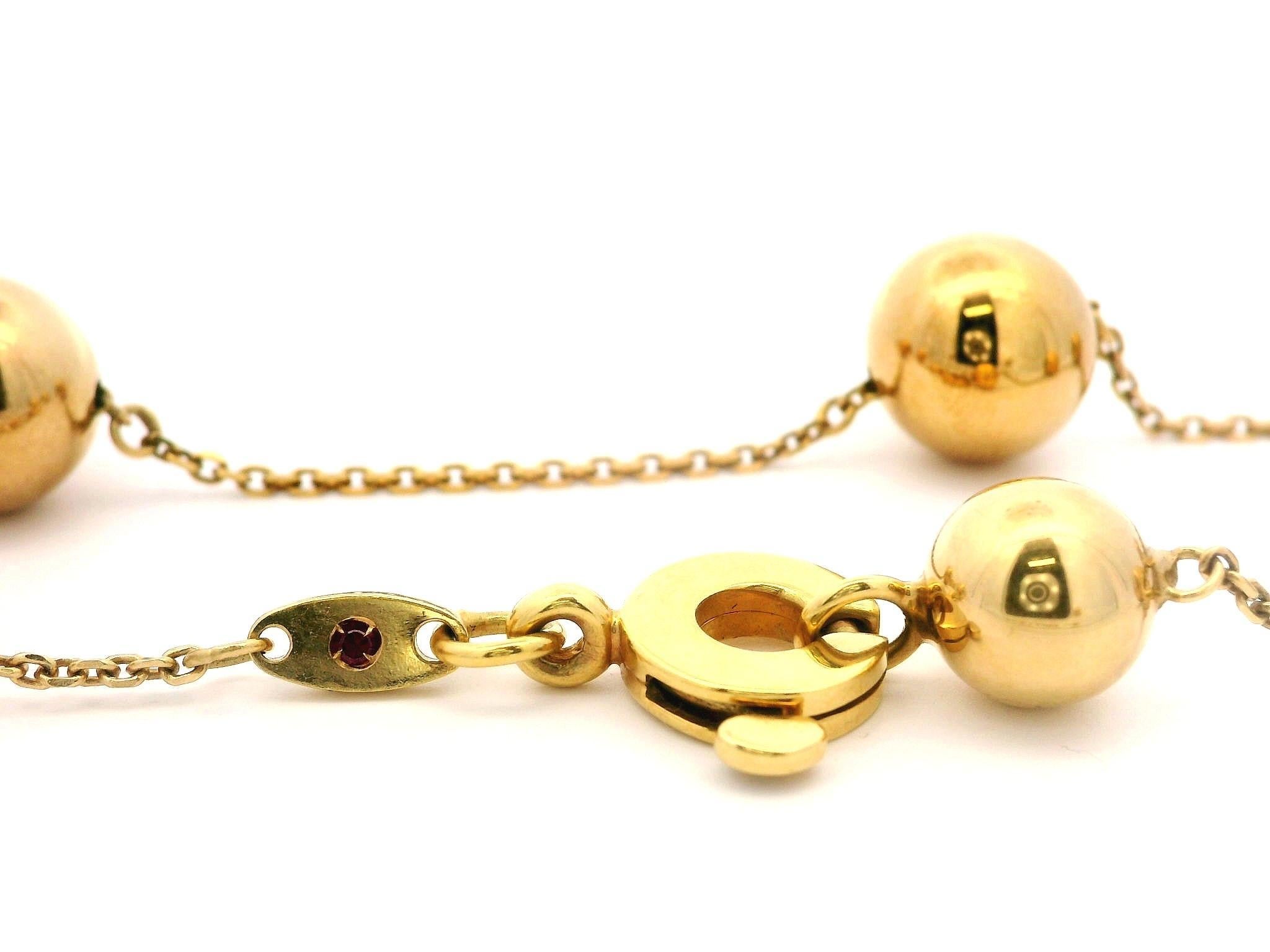 Roberto Coin - Collana in oro giallo 18 carati con perline lucidate Ball and Ball Station da 17,5 pollici in vendita 2