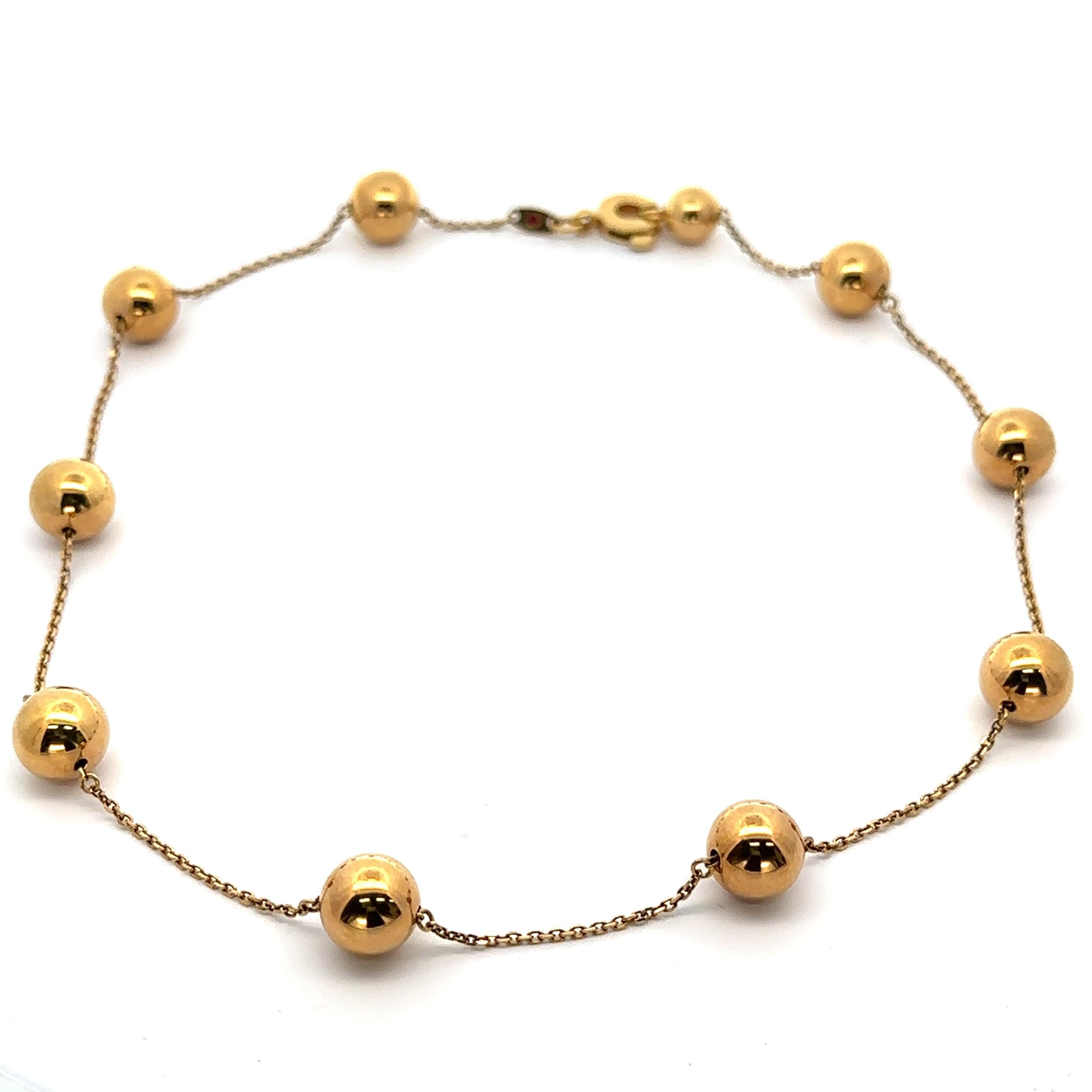 Roberto Coin - Collana in oro giallo 18 carati con perline lucidate Ball and Ball Station da 17,5 pollici in vendita 3