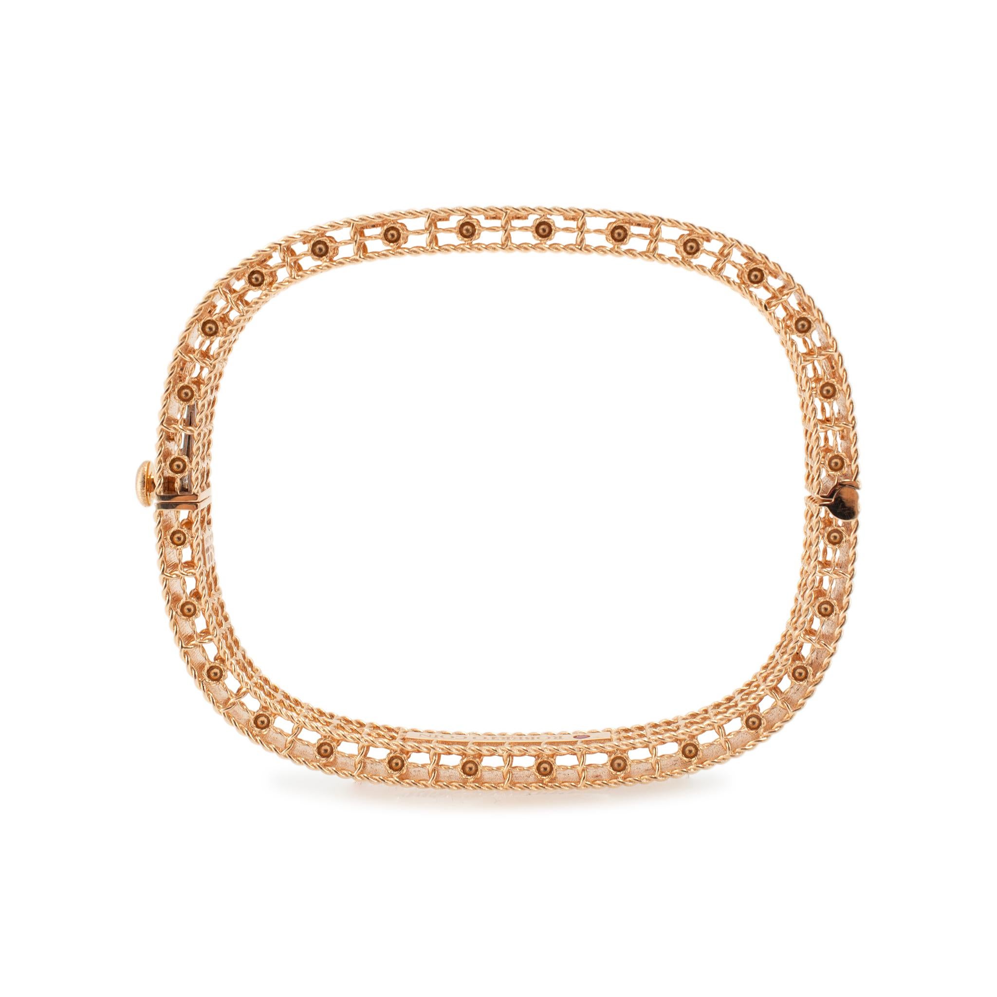 Roberto Coin 18K Gelbgold Satin Fleur De Lis Diamond Square Armspange Armband 1