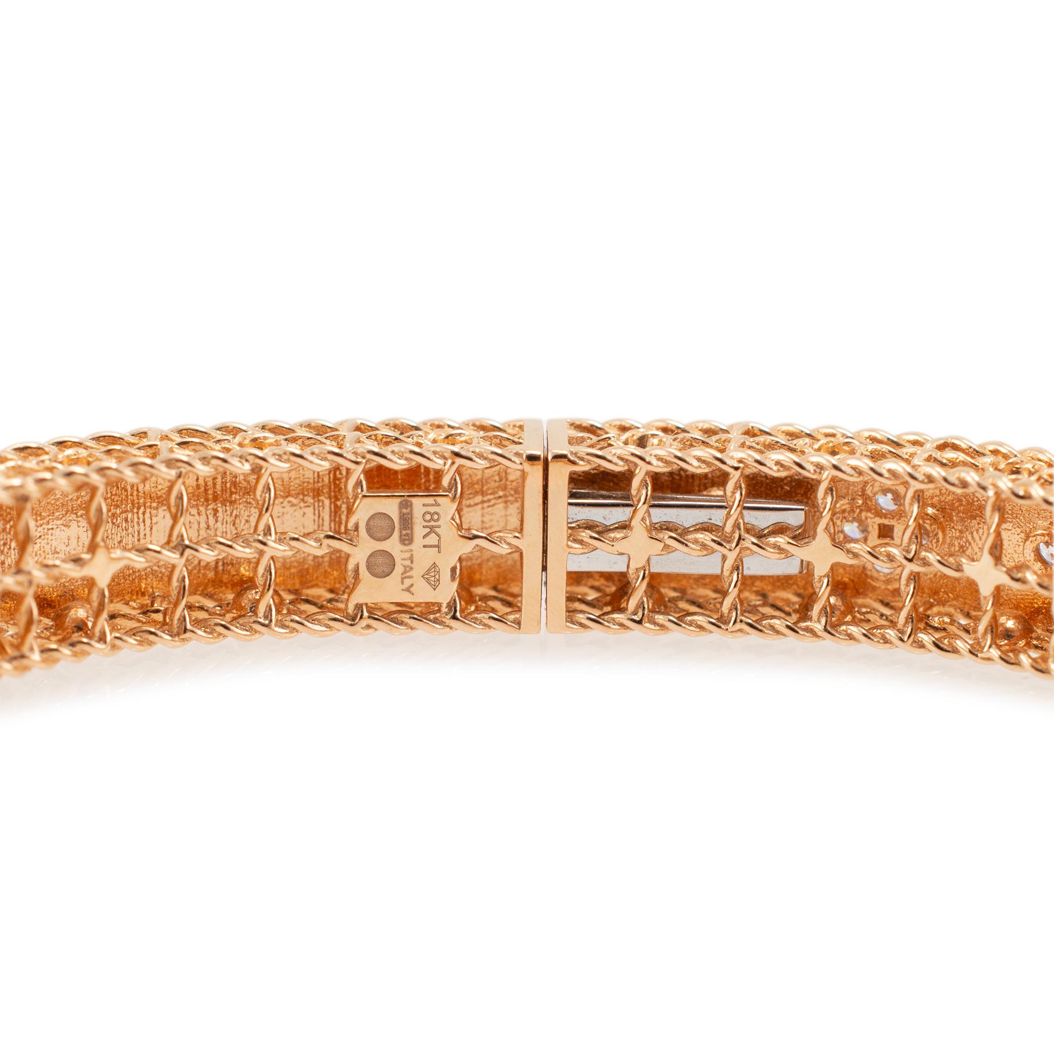 Roberto Coin 18K Gelbgold Satin Fleur De Lis Diamond Square Armspange Armband 2