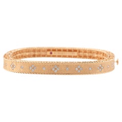 Roberto Coin 18K Gelbgold Satin Fleur De Lis Diamond Square Armspange Armband