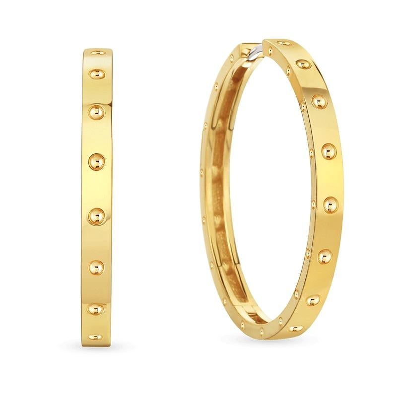Roberto Coin 18k Yellow Gold Symphony Pois Moi Hoop Earrings 7771595AYER0 In New Condition For Sale In Wilmington, DE