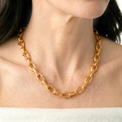 Roberto Coin 18K yellow gold textured oval link toggle necklace