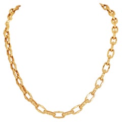 Roberto Coin 18K yellow gold textured oval link toggle necklace