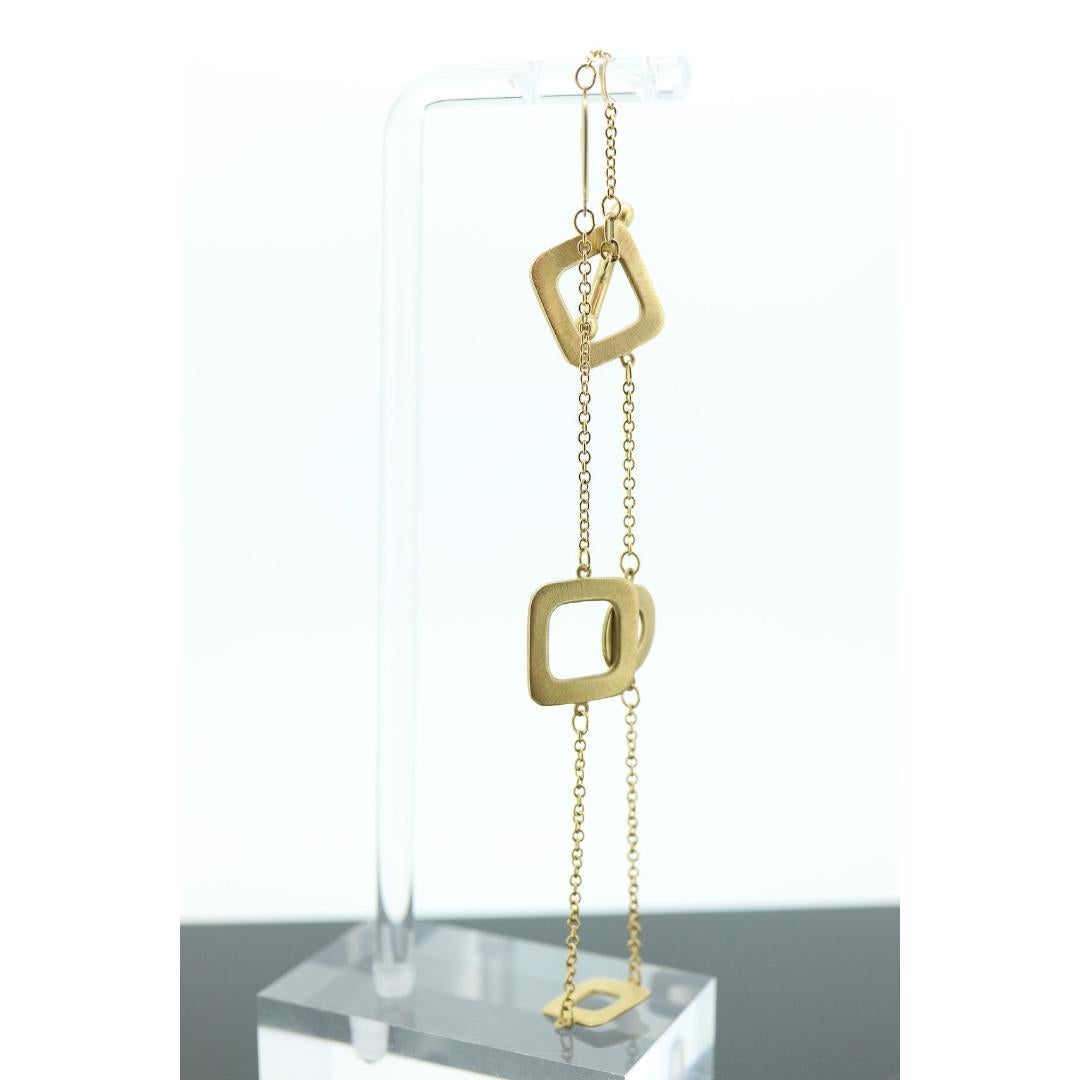 Roberto Coin 18k Yellow Gold Toggle Bracelet. Brushed Square Loop Link Bracelet. 1