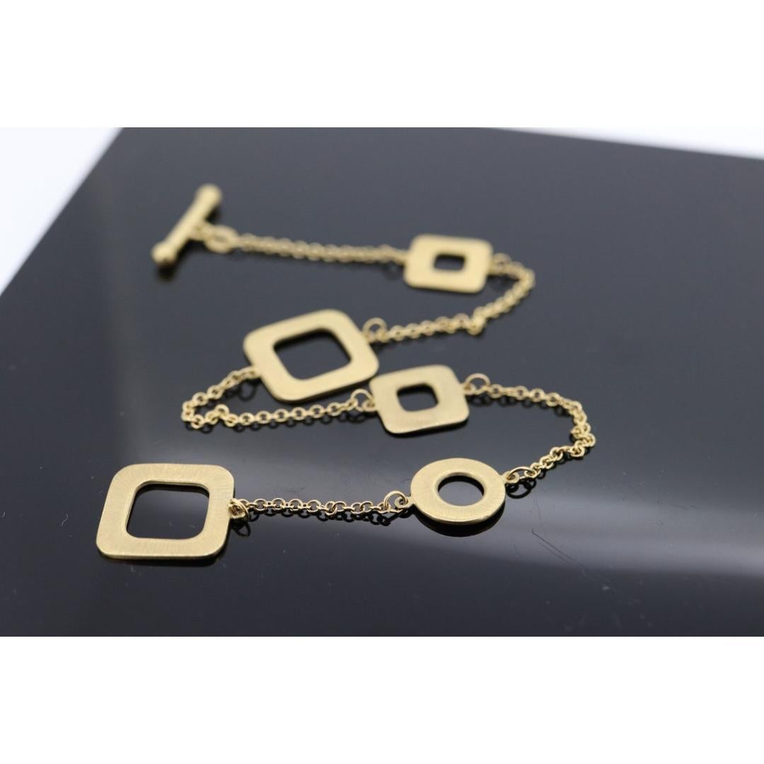 Roberto Coin 18k Yellow Gold Toggle Bracelet. Brushed Square Loop Link Bracelet. 2