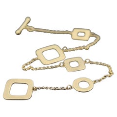 Roberto Coin 18k Yellow Gold Toggle Bracelet. Brushed Square Loop Link Bracelet.