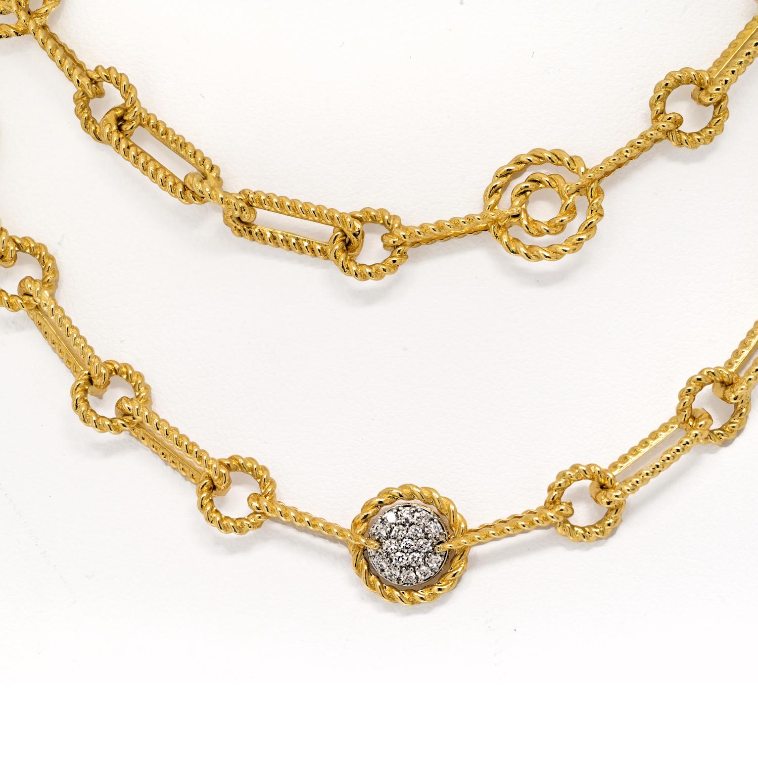 Roberto Coin 18k Yellow Gold Twisted Rope Link Chain Necklace In Excellent Condition In New York, NY
