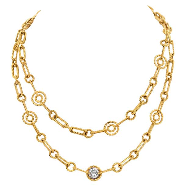 Roberto Coin 18k Yellow Gold Twisted Rope Link Chain Necklace For Sale ...