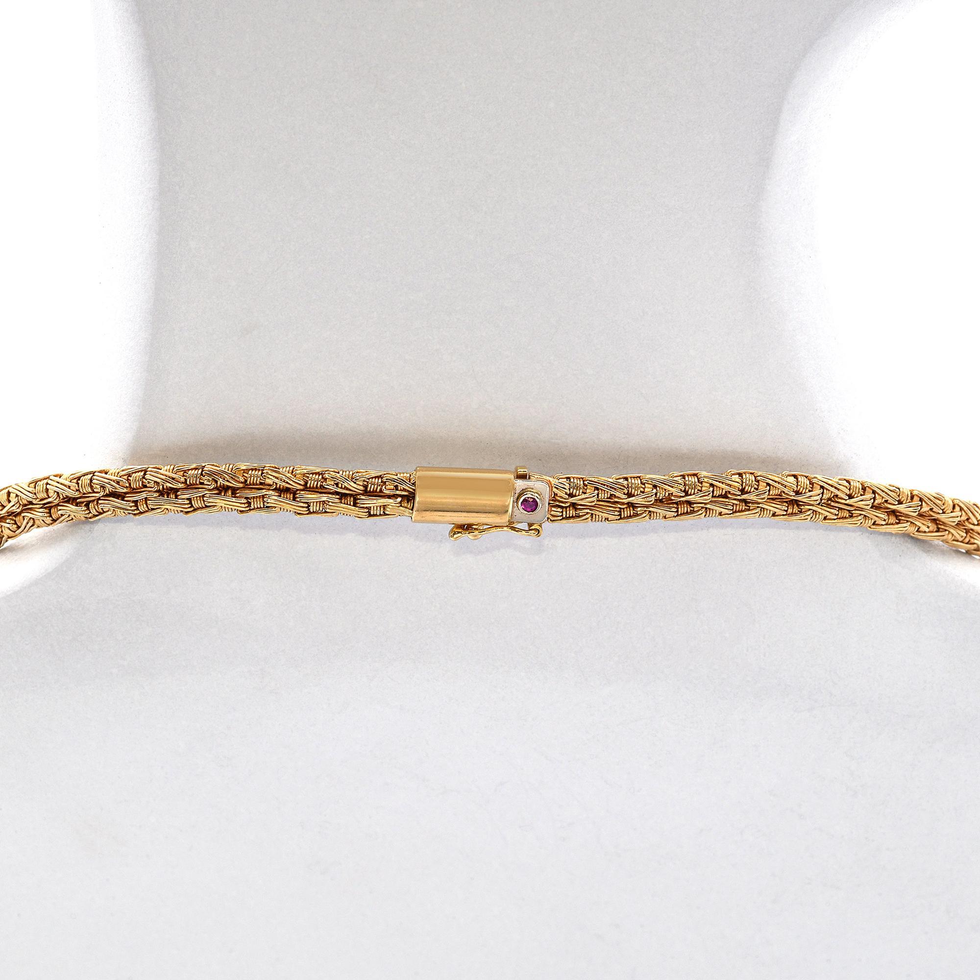 Roberto Coin 18k Yellow Gold Two Tone Braided Link Diamond Pave Necklace in vendita 1