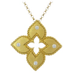 Roberto Coin 18k Yellow Gold Venetian Princess Diamond & Satin Pendant Necklace