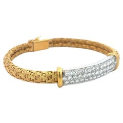 Roberto Coin 18K Yellow Gold Woven Bracelet with 2.5 Carat Round G-VS Diamonds