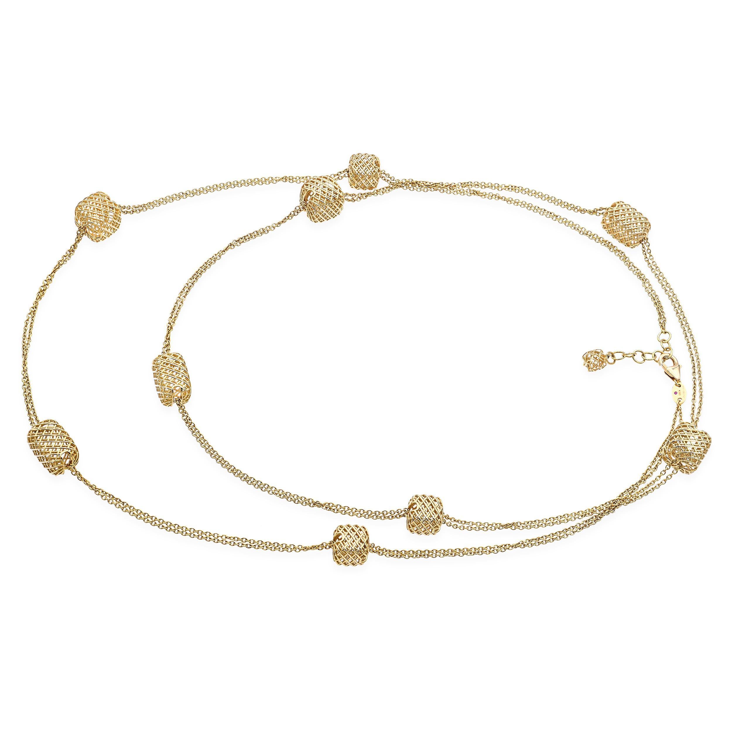 Roberto Coin 18k Yellow Gold Woven Earring and Necklace Set In Good Condition For Sale In New York, NY