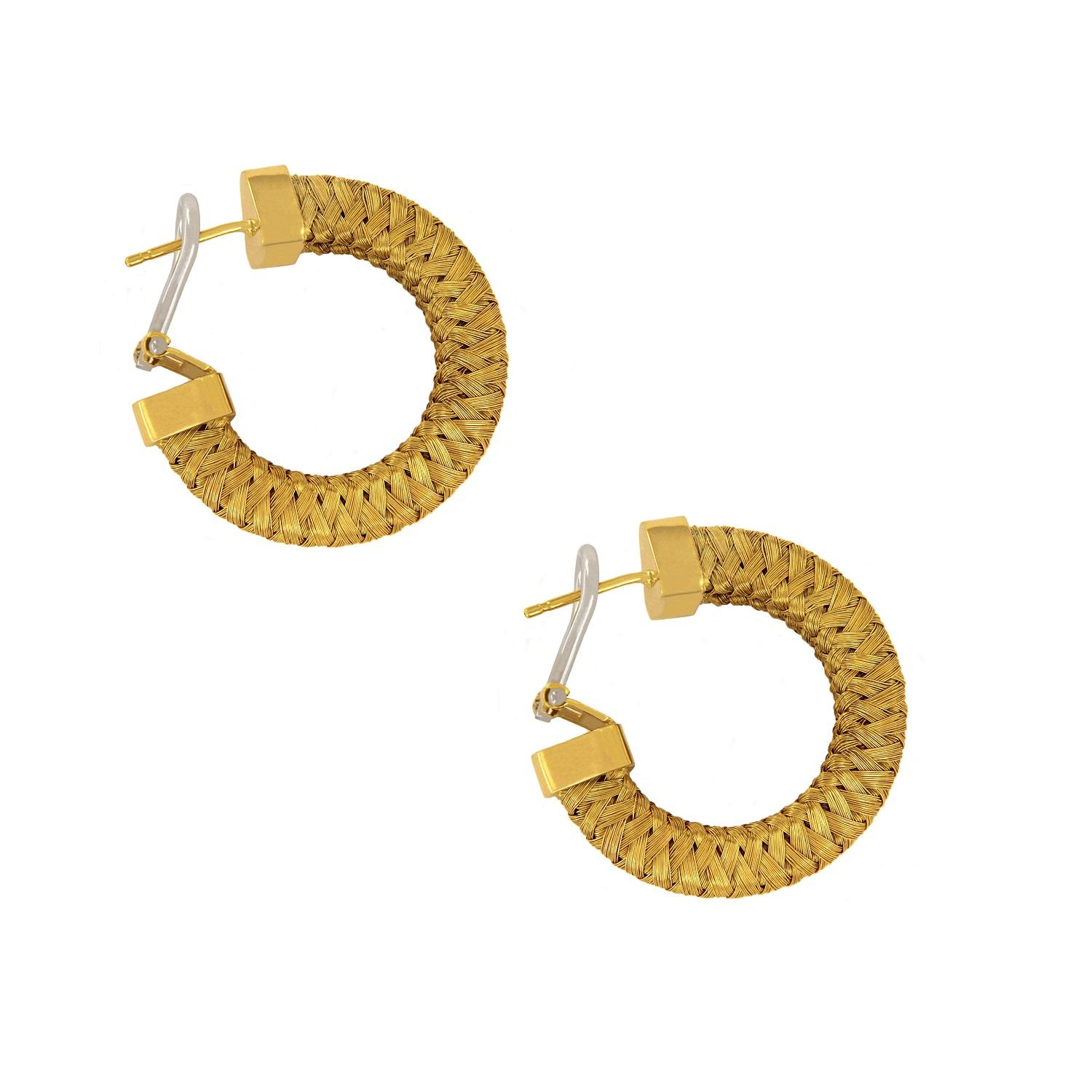  Roberto Coin 18k Yellow Gold Woven Hoop Earrings