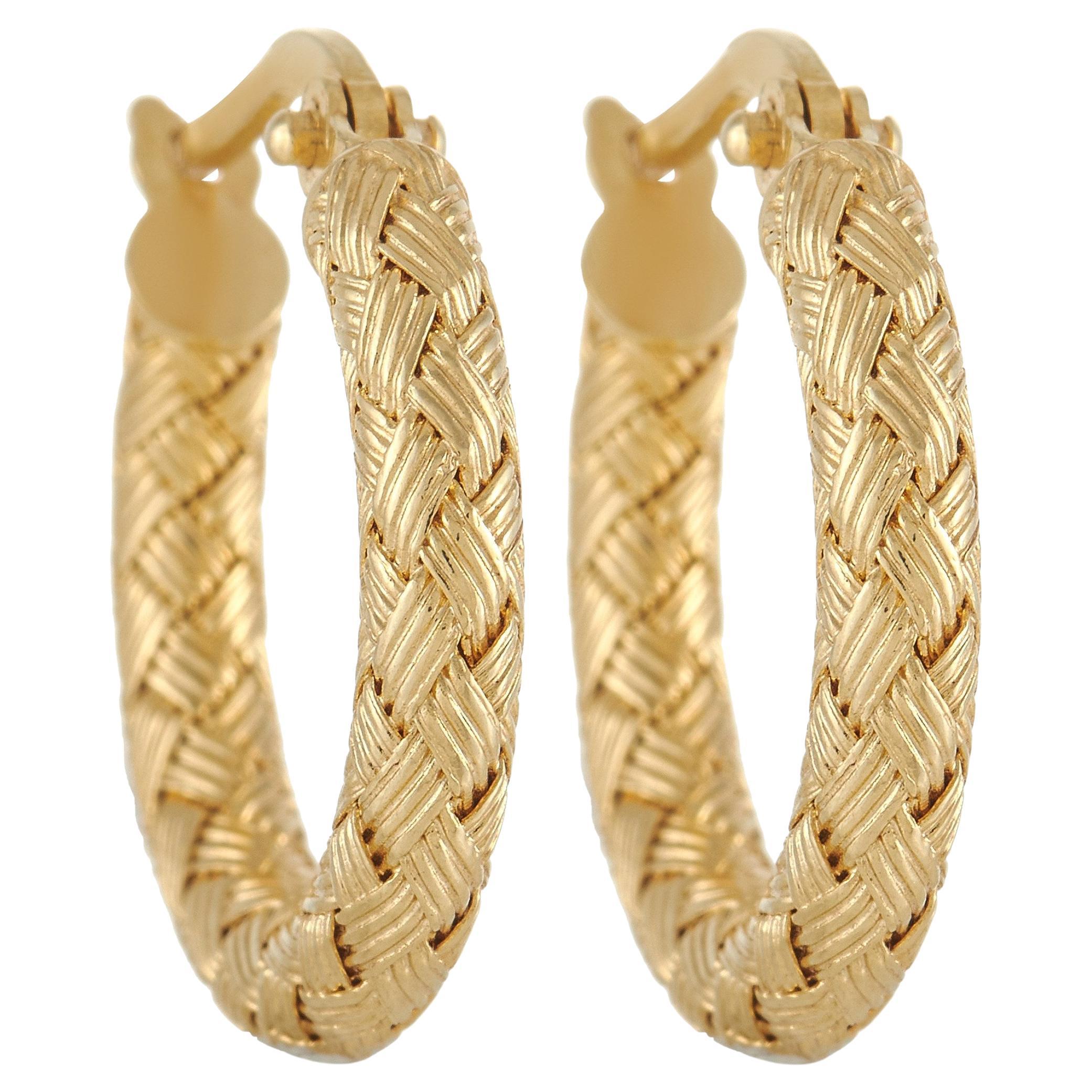 Roberto Coin 18kt Yellow Gold Thin Double-Hoop Earrings. 1 1/8