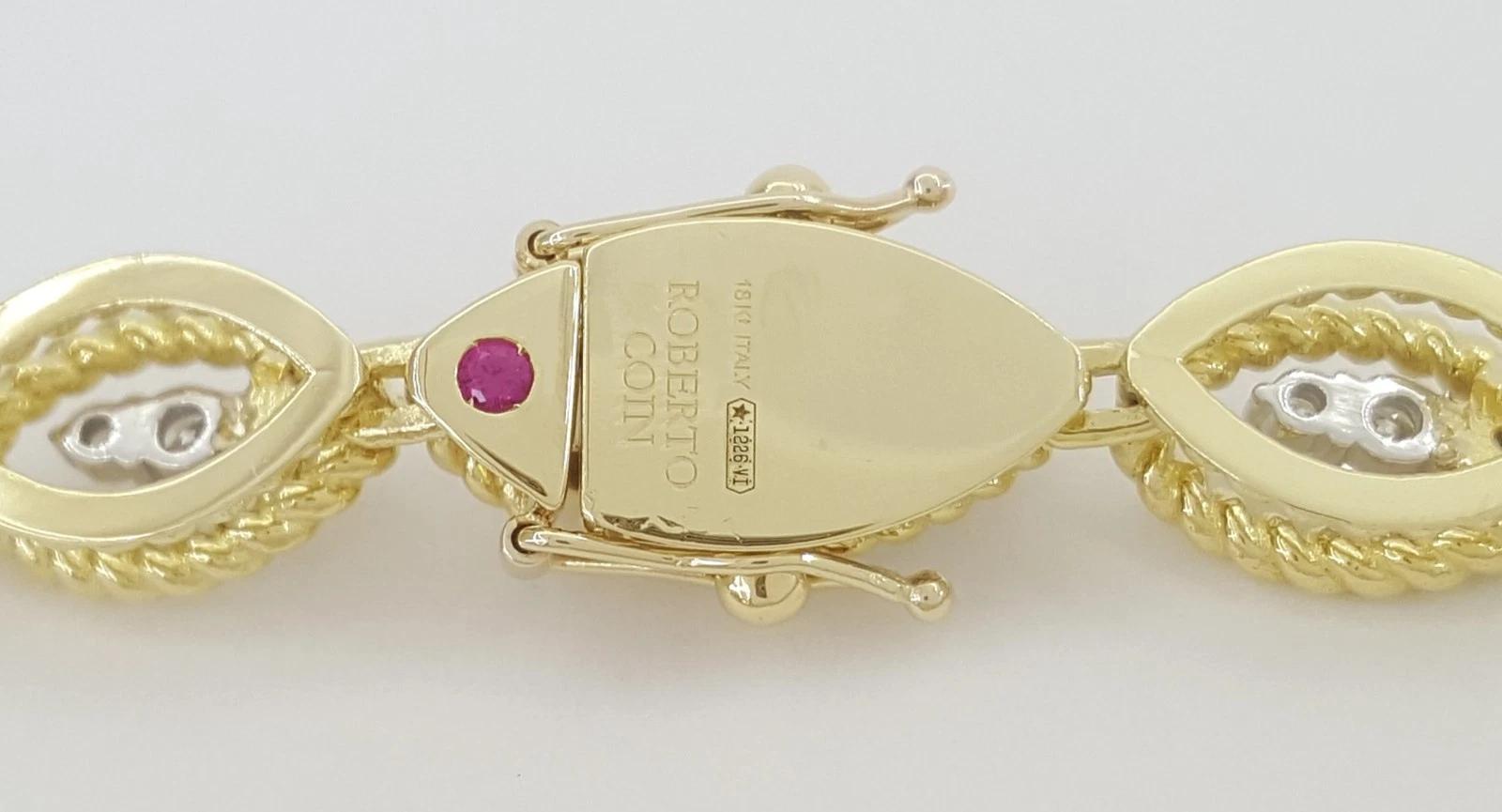 Roberto Coin Pulsera de diamantes Barocco de oro amarillo y blanco de 18 quilates 1,26 quilates 7 Contemporáneo en venta