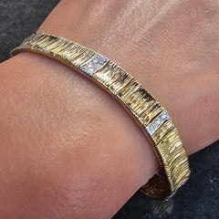 Roberto Coin Pulsera de Diamantes de Oro Blanco Amarillo 18k Piel de Elefante Flex 7" 26.6g