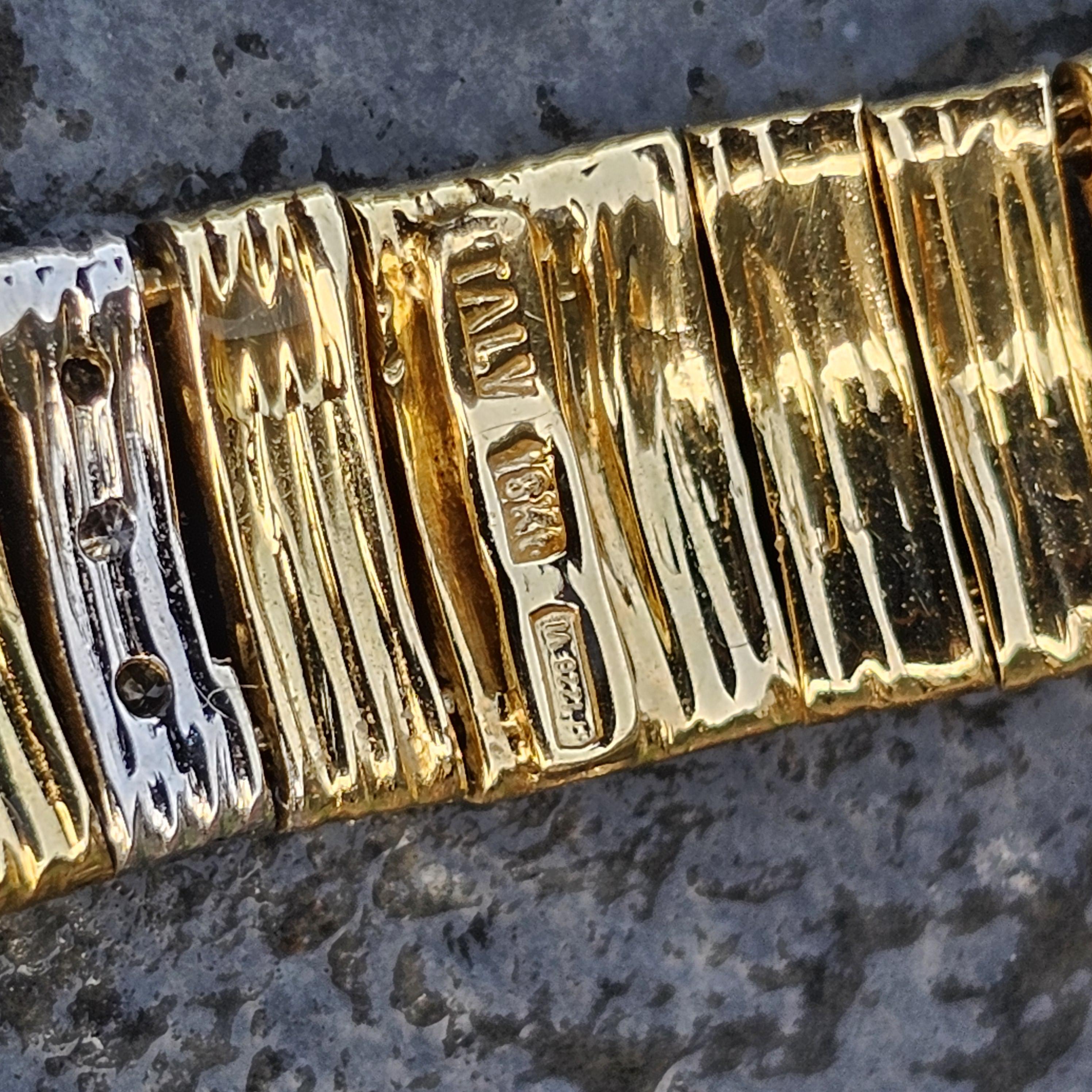 Roberto Coin Bracciale con Diamanti in Oro Giallo Bianco 18k Pelle di Elefante Flex 7