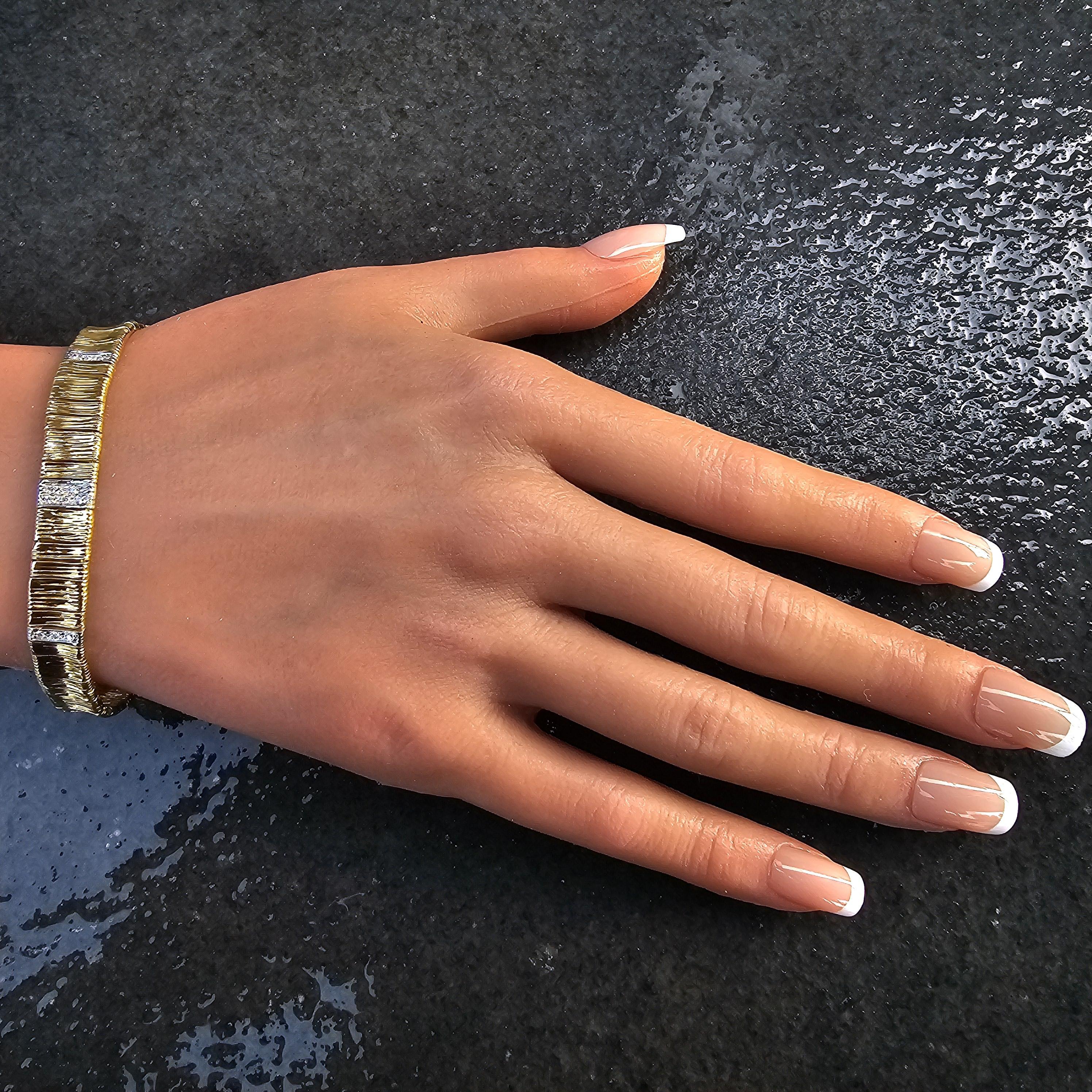 Donna Roberto Coin Bracciale con Diamanti in Oro Giallo Bianco 18k Pelle di Elefante Flex 7