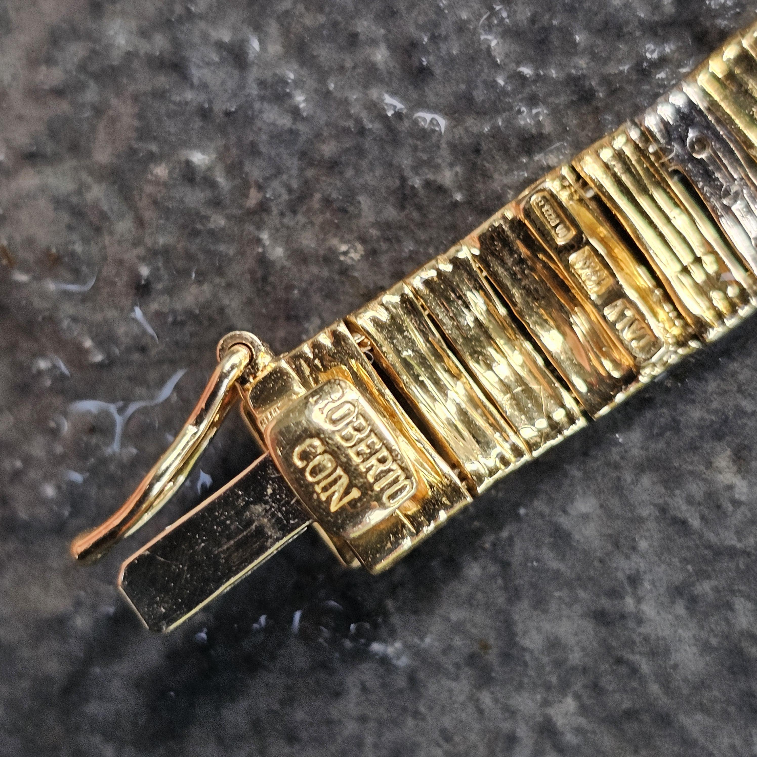 Roberto Coin Bracciale con Diamanti in Oro Giallo Bianco 18k Pelle di Elefante Flex 7