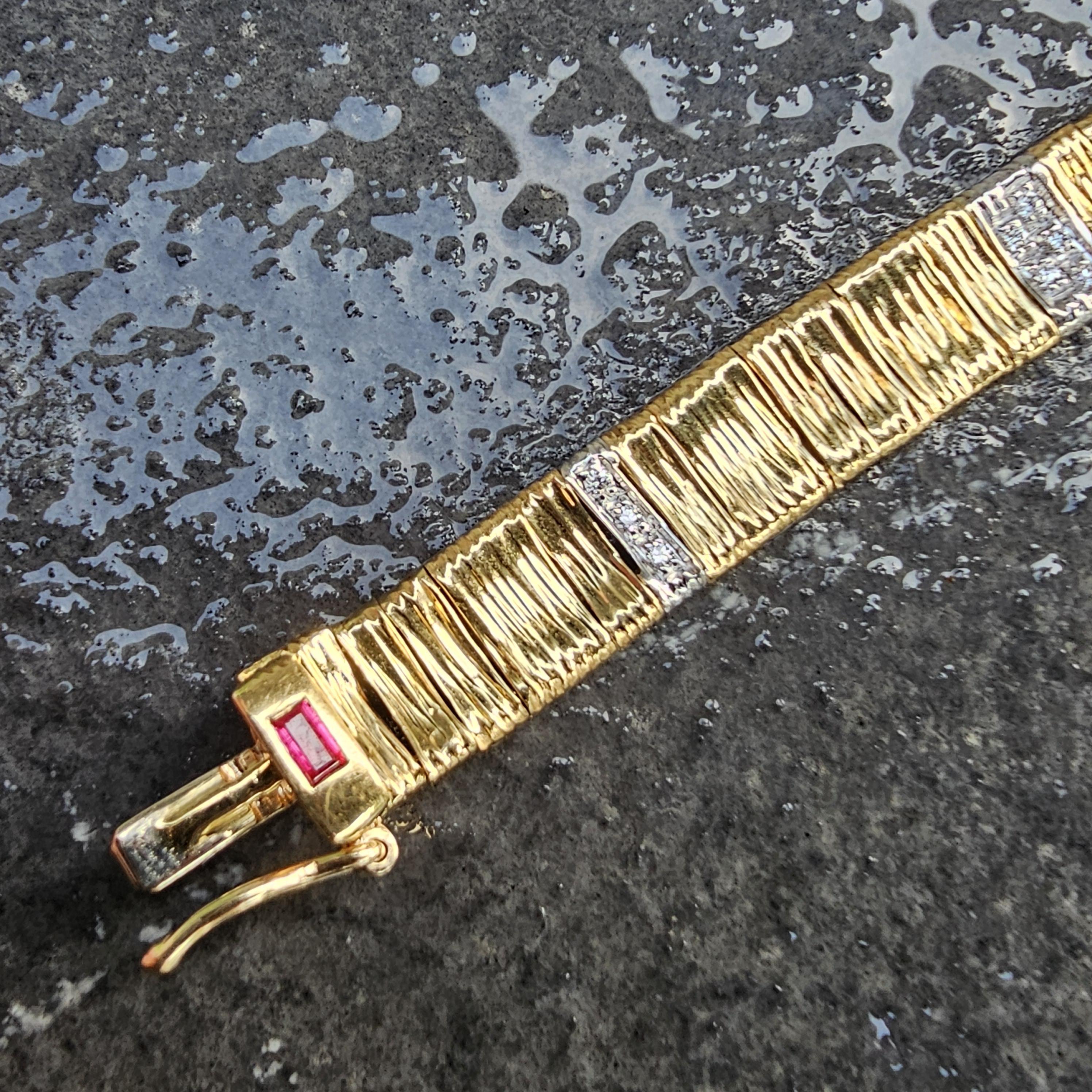Roberto Coin Bracciale con Diamanti in Oro Giallo Bianco 18k Pelle di Elefante Flex 7