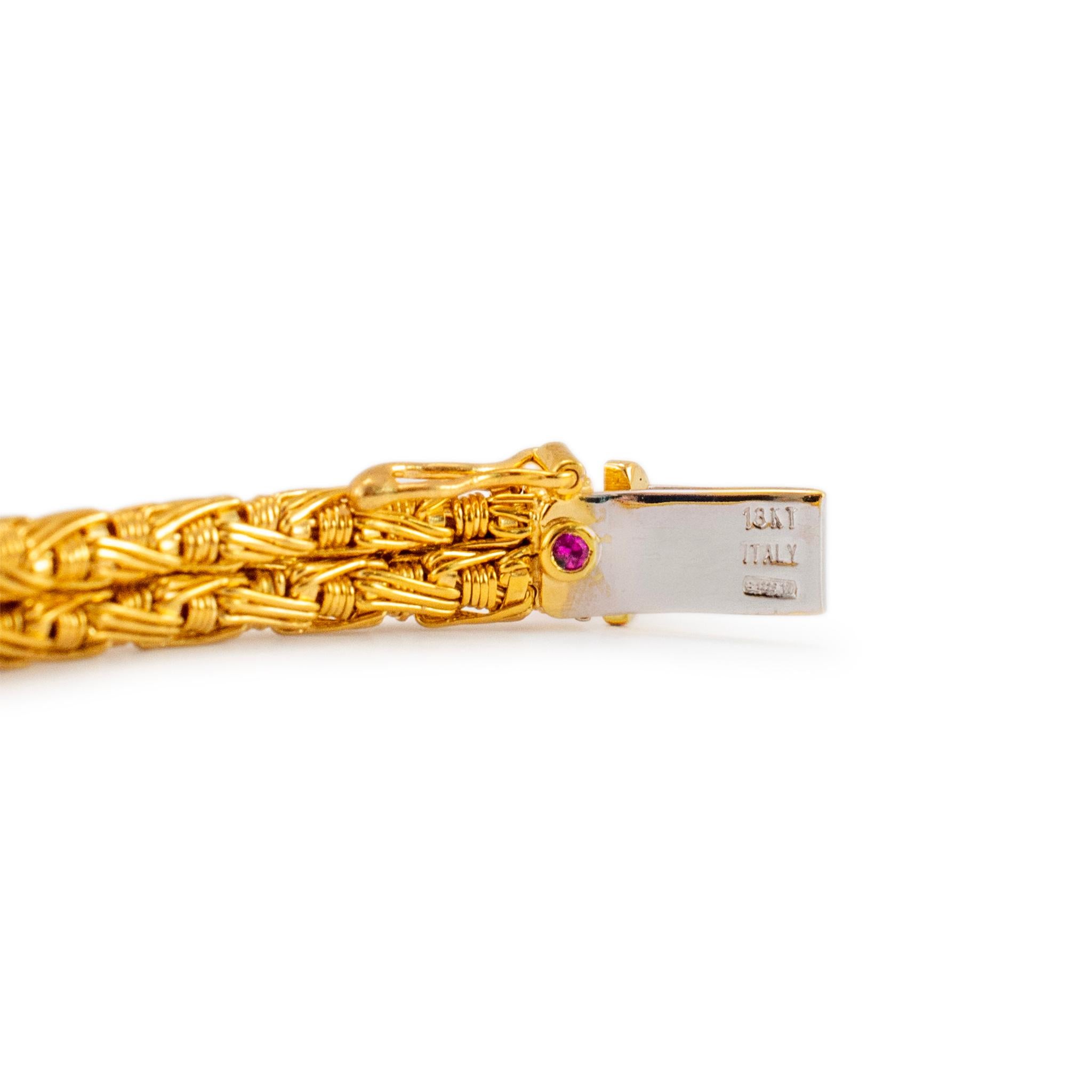 Women's or Men's Roberto Coin 18K Yellow & White Gold Pave Diamond Bar Woven Link Bracelet