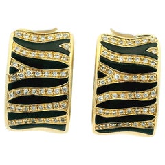 Roberto Coin 18K Yellow & White Gold Zebra Diamond and Black Onyx Huggie Earring Roberto Coin 18K Yellow & White Gold Zebra Diamond and Black Onyx Huggie Earring