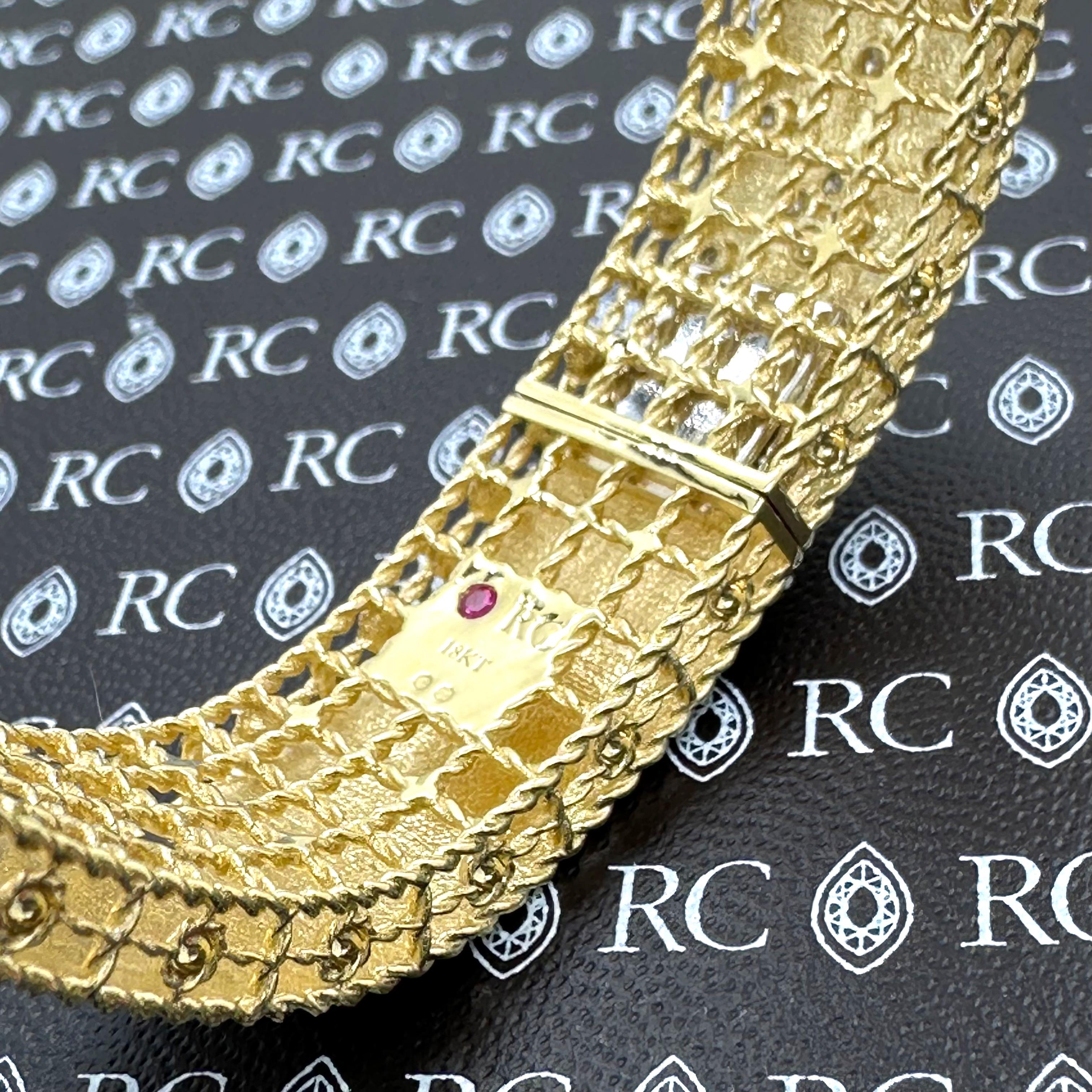 ROBERTO COIN 18K YG Prinzessin Satin Fleur De Lis Diamant-Armreif 4