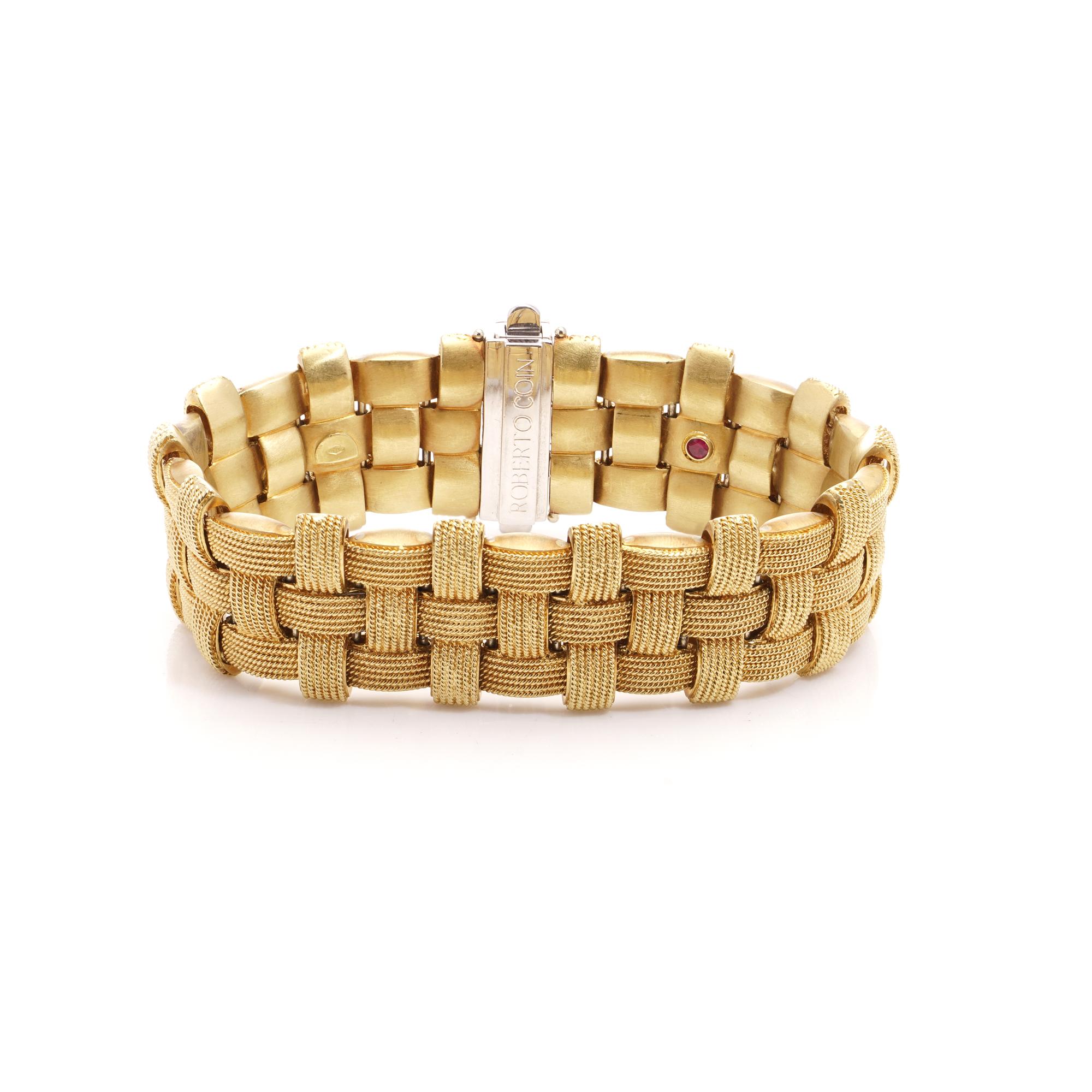 Roberto Coin Bracelet tissé Appasionata en or blanc et jaune 18 carats  Pour femmes en vente