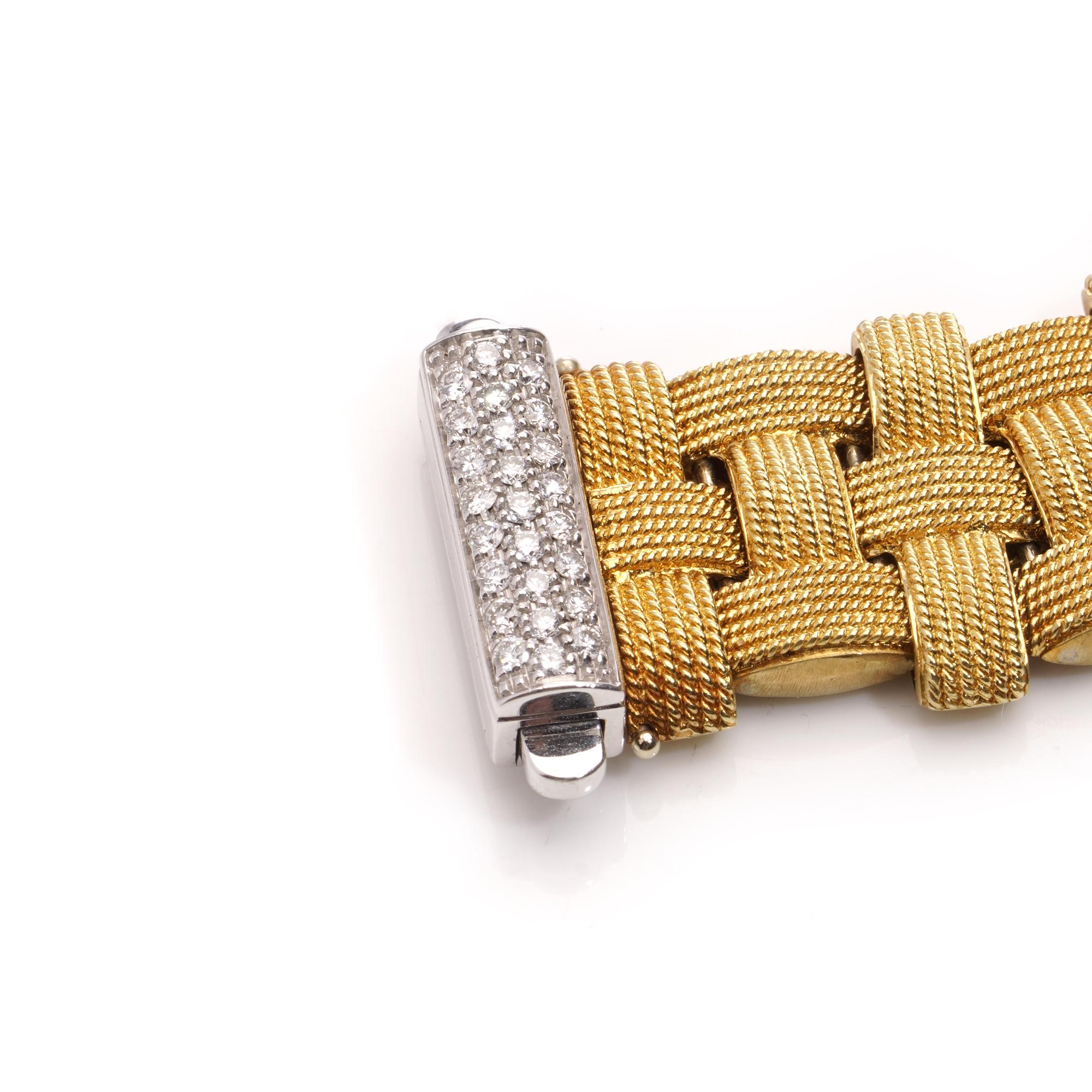Roberto Coin 18kt White and Yellow Gold Appasionata Woven Design Bracelet  For Sale 1