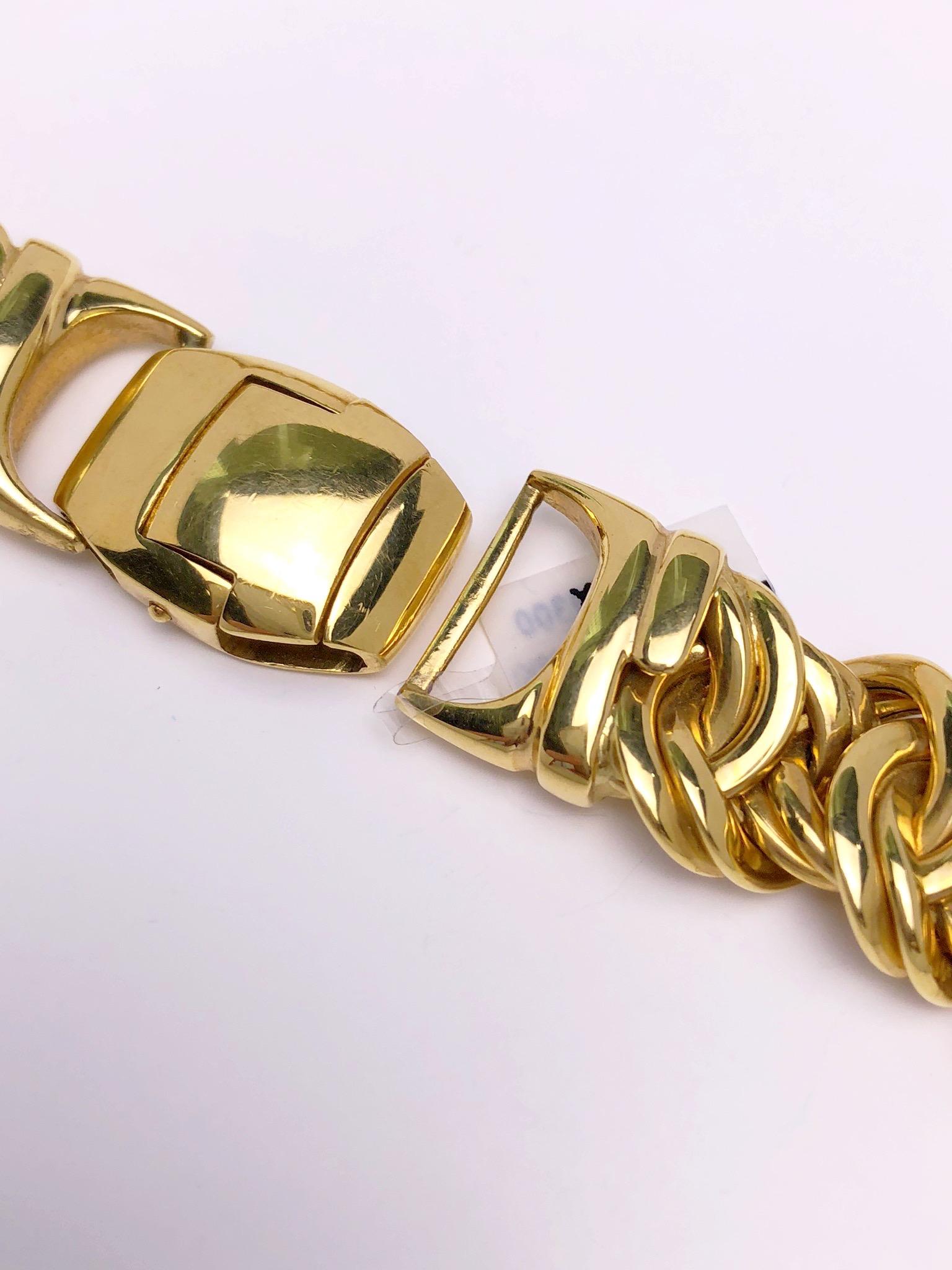 Roberto Coin 1990er Jahre 18 Karat Gelbgold Doppelknoten-Kettenglied-Halskette (Retro)
