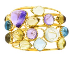Roberto Coin 1990's Amethyst Peridot Topaz Citrine 18 Karat Yellow Gold Ipanema