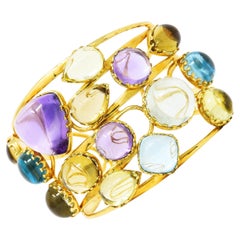 Roberto Coin 1990's Amethyst Peridot Topaz Citrine 18 Karat Yellow Gold Ipanema